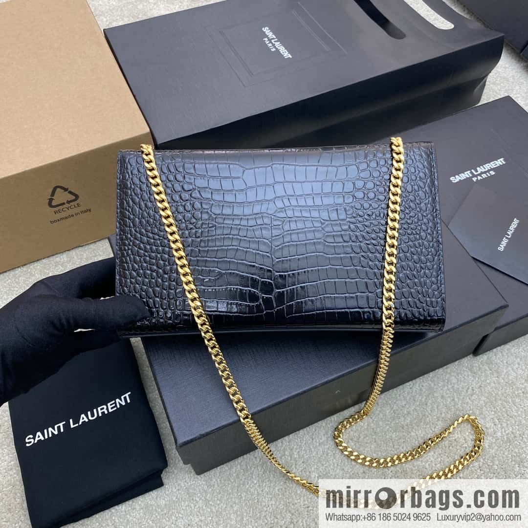 Y's most classic style Kate chain strap crossbody bag black crocodile/gold Model: 354021