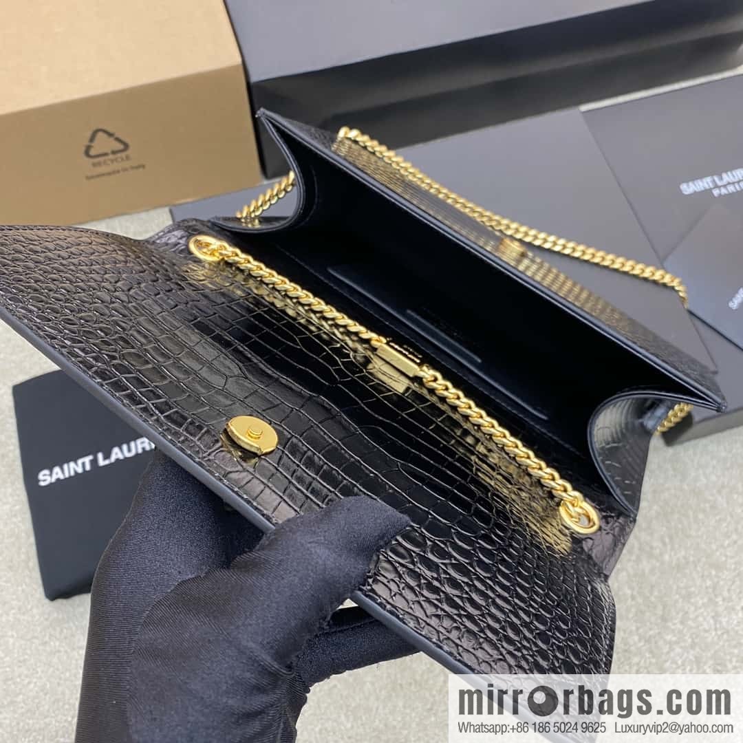 Y's most classic style Kate chain strap crossbody bag black crocodile/gold Model: 354021