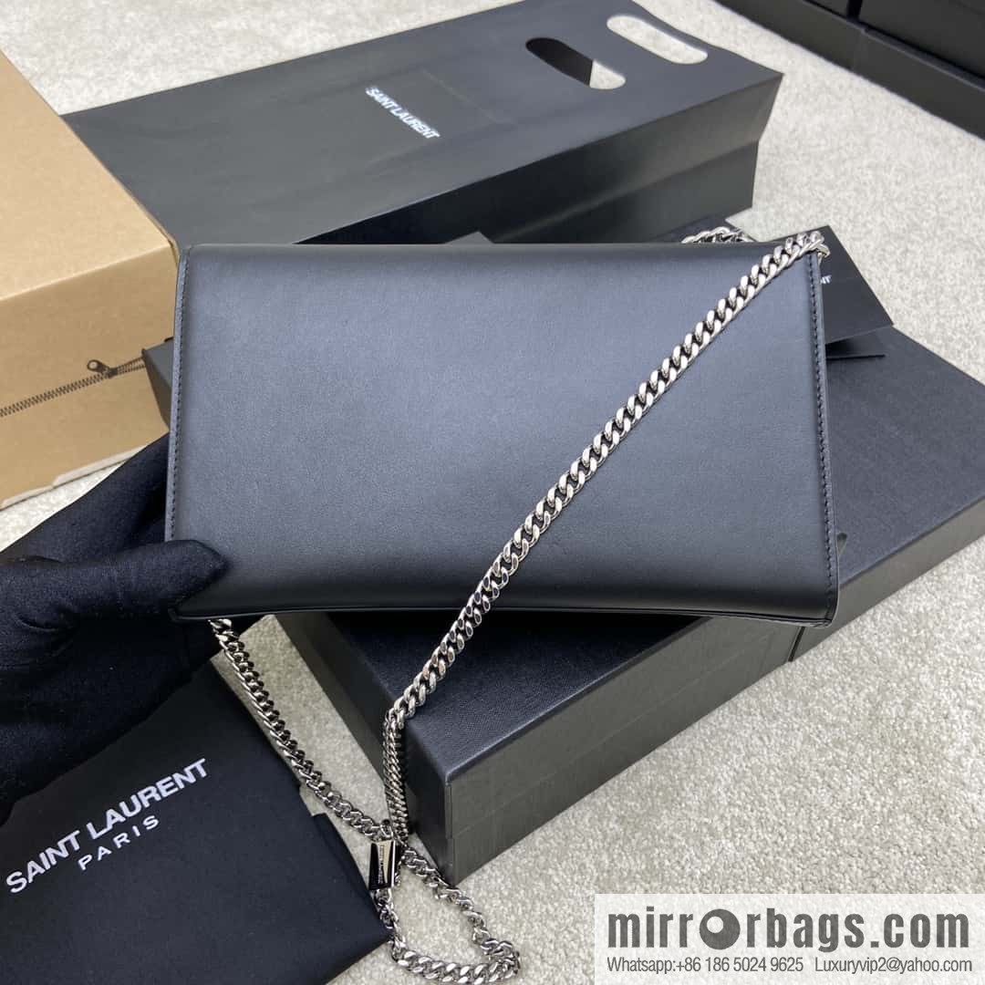Y's most classic style Kate chain strap crossbody bag South African black leather/silver buckle Model: 354021