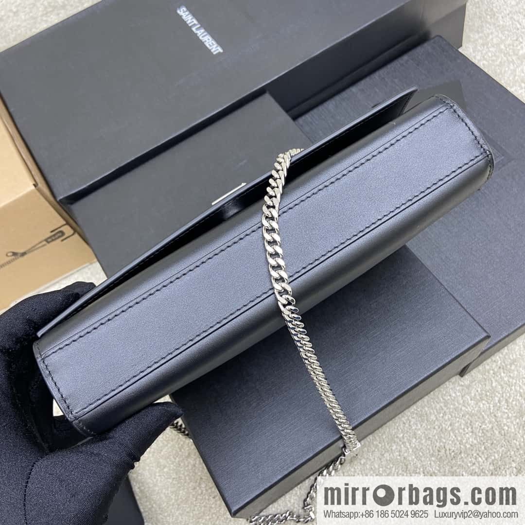 Y's most classic style Kate chain strap crossbody bag South African black leather/silver buckle Model: 354021