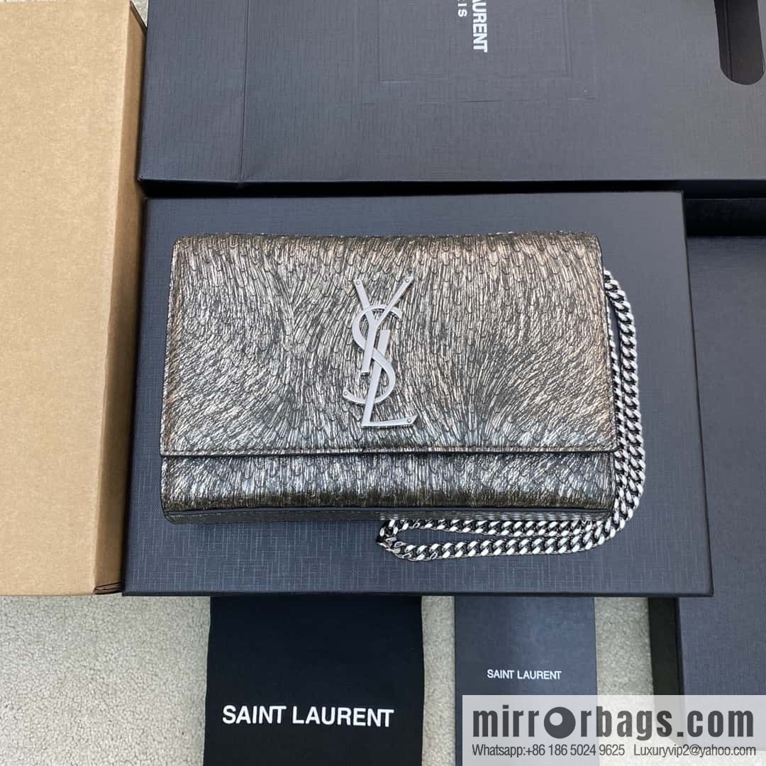 KATE most classic style crocodile leather snake pattern/silver model: 377629