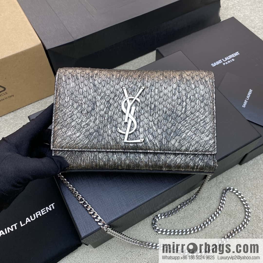 KATE most classic style crocodile leather snake pattern/silver model: 377629