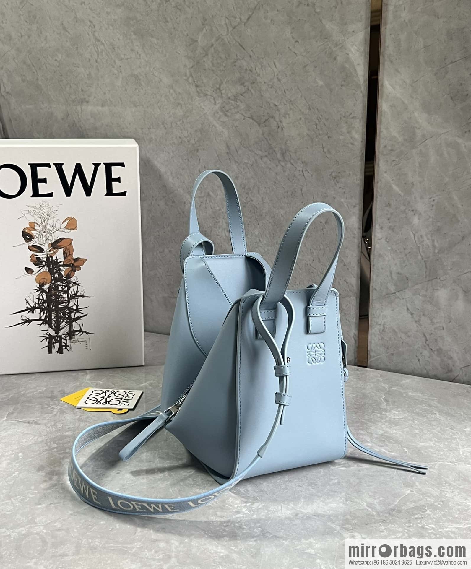 LOEWE 2023 monochrome glaze satin series Hammock bag hammock bag 0682 haze blue