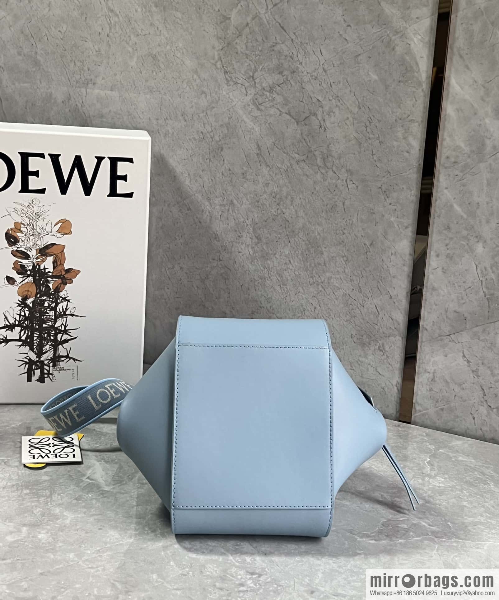 LOEWE 2023 monochrome glaze satin series Hammock bag hammock bag 0682 haze blue