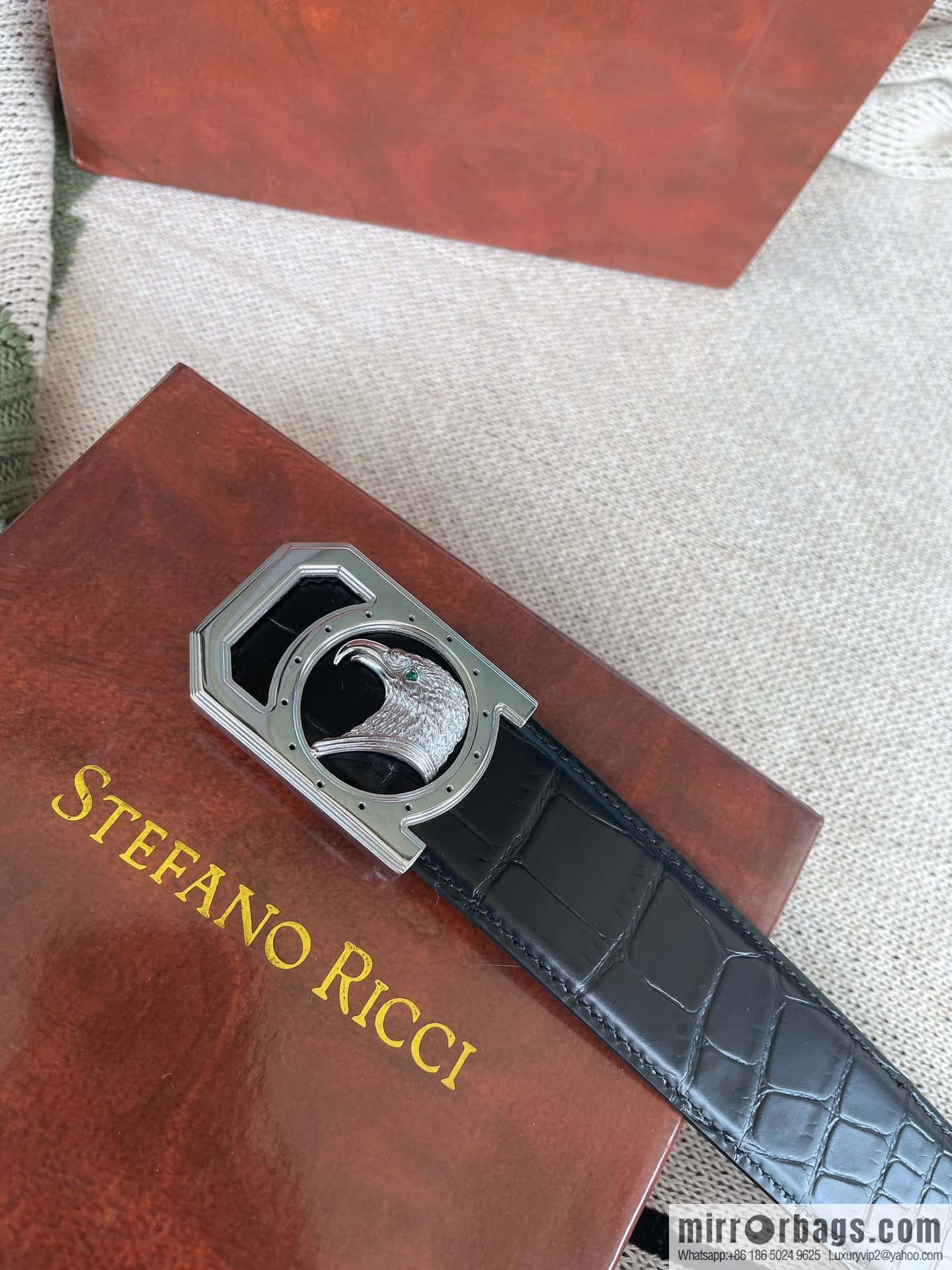 Stefano. Ricci Stephen, stainless steel hand-carved craft eagle head belt 3.8cm