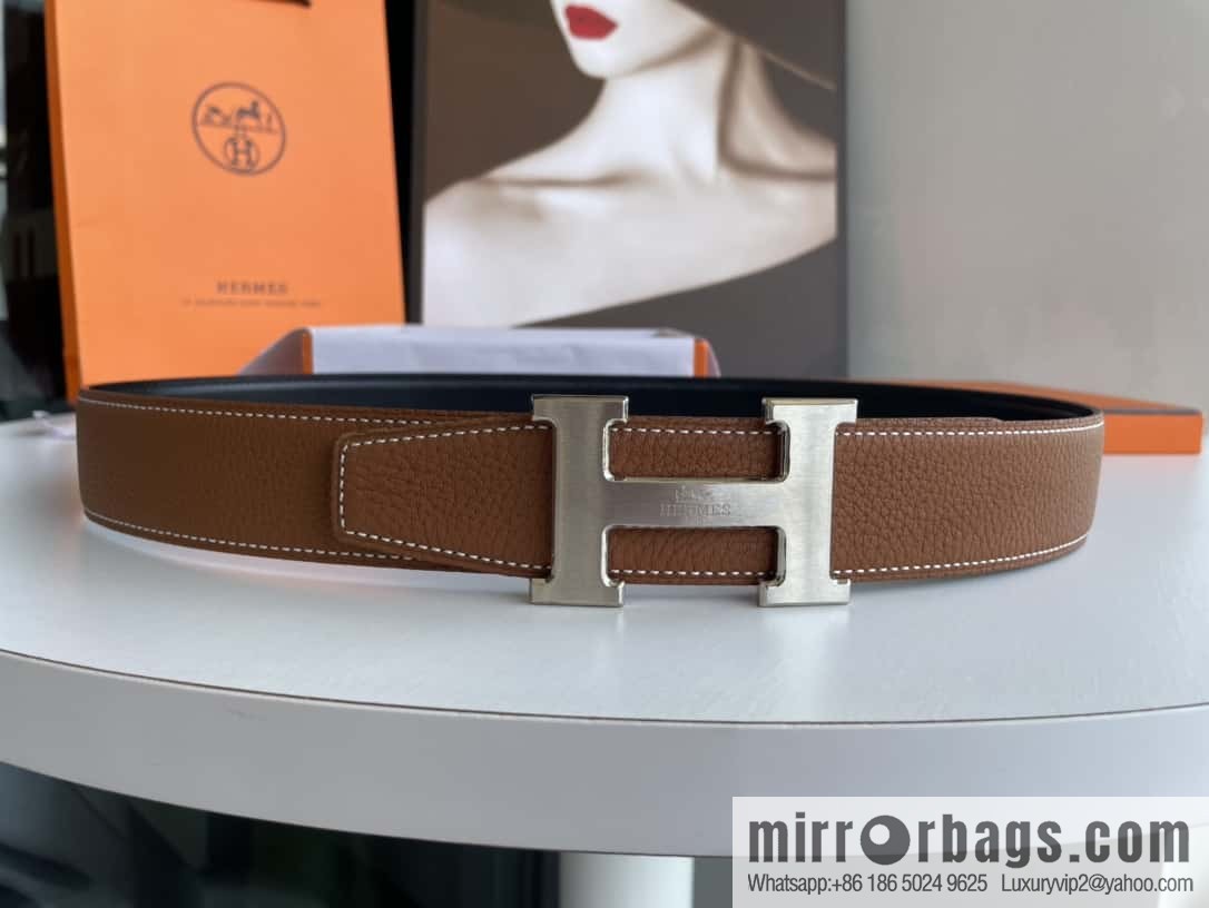 Hermes Hermes H Home Original Leather Lychee Men's 38mm Belt