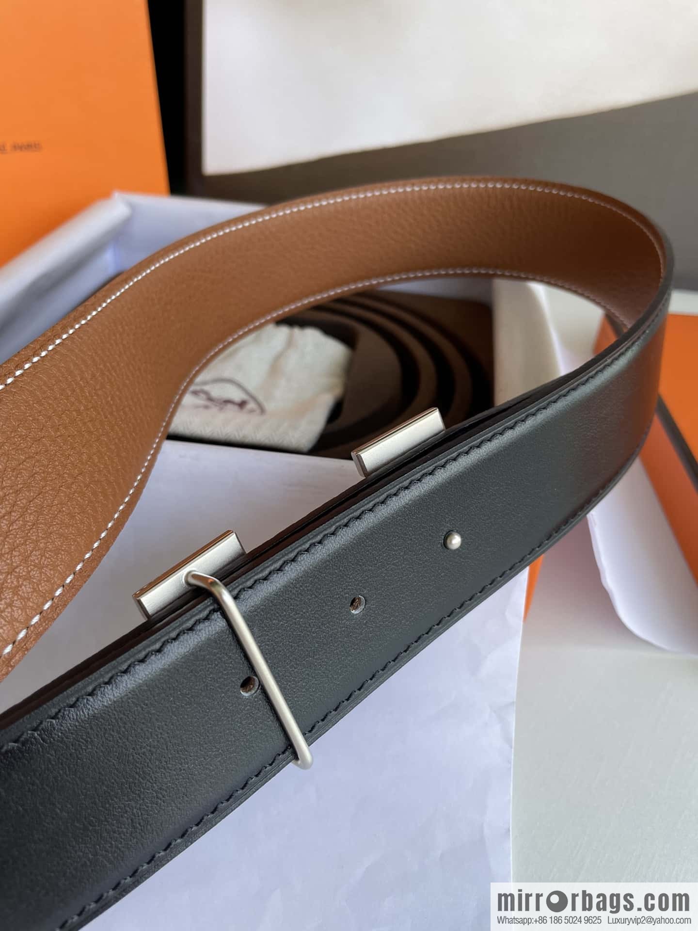 Hermes Hermes H Home Original Leather Lychee Men's 38mm Belt