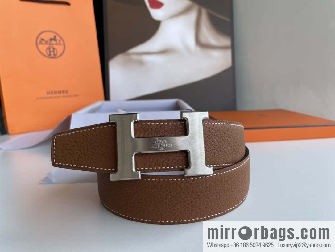 Hermes Hermes H Home Original Leather Lychee Men's 38mm Belt