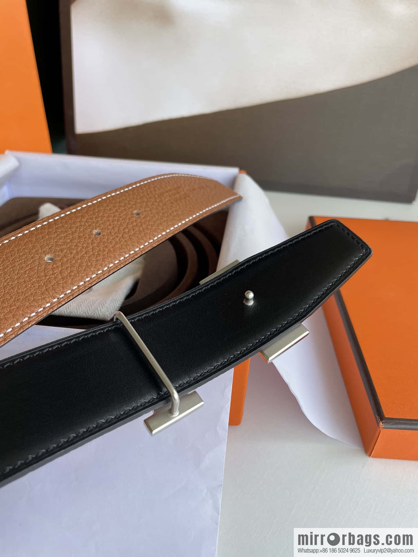 Hermes Hermes H Home Original Leather Lychee Men's 38mm Belt