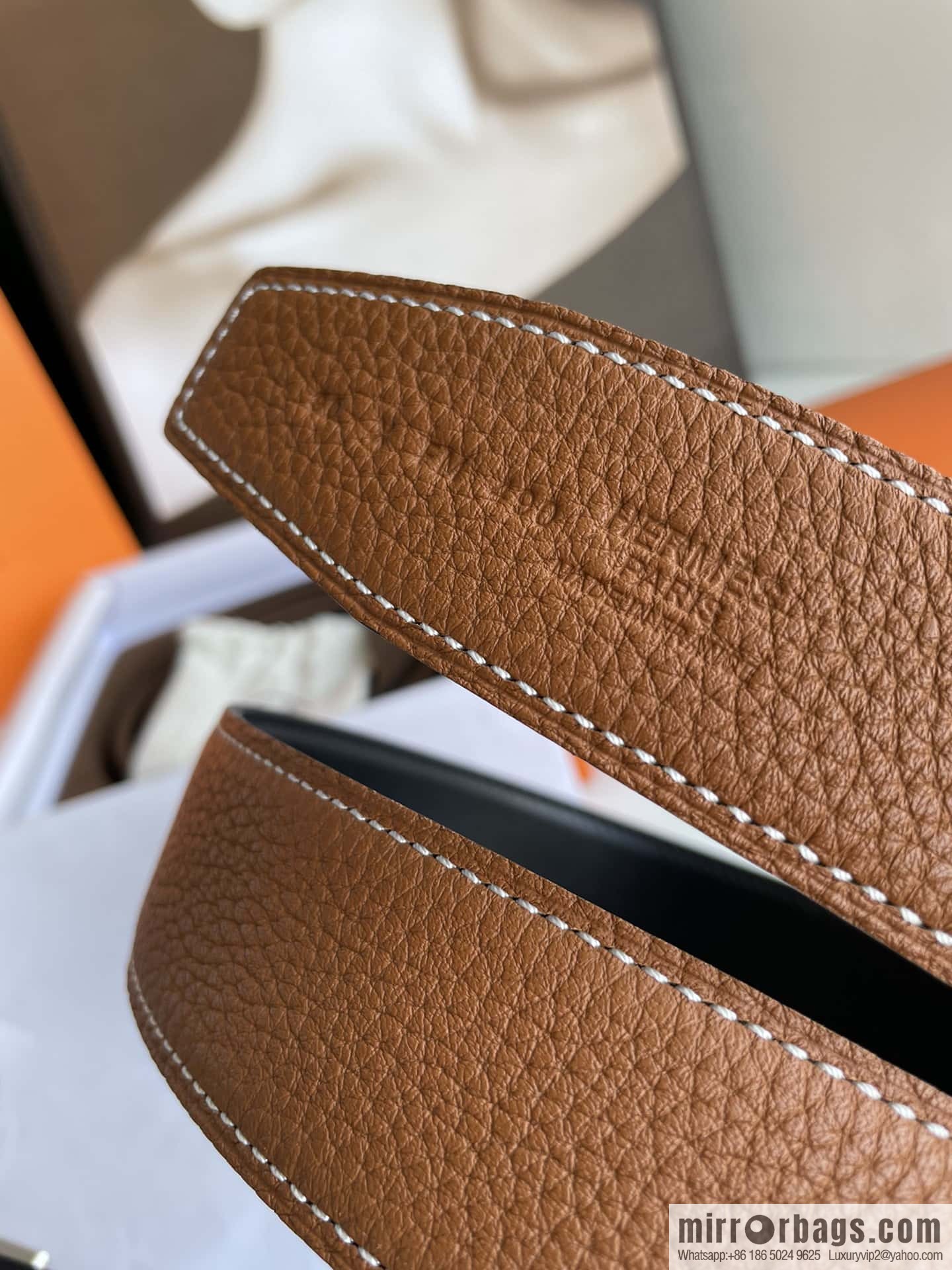 Hermes Hermes H Home Original Leather Lychee Men's 38mm Belt