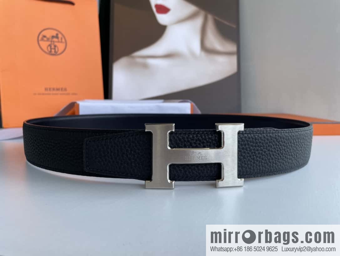 Hermes Hermes H Home Original Leather Lychee Men's 38mm Belt