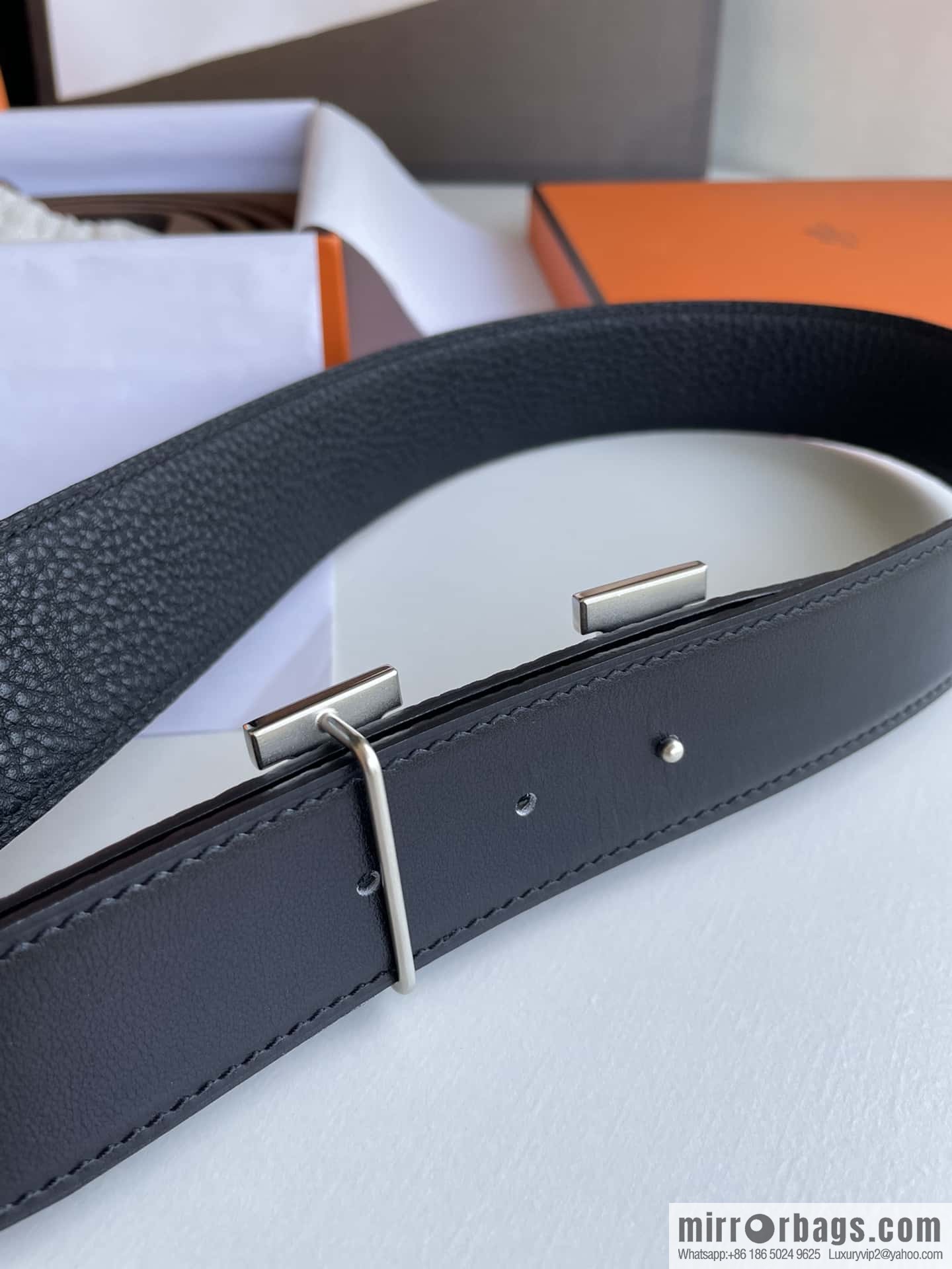 Hermes Hermes H Home Original Leather Lychee Men's 38mm Belt