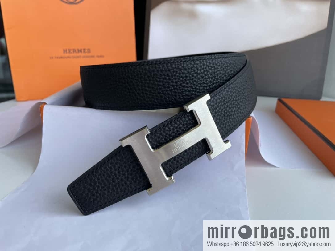 Hermes Hermes H Home Original Leather Lychee Men's 38mm Belt