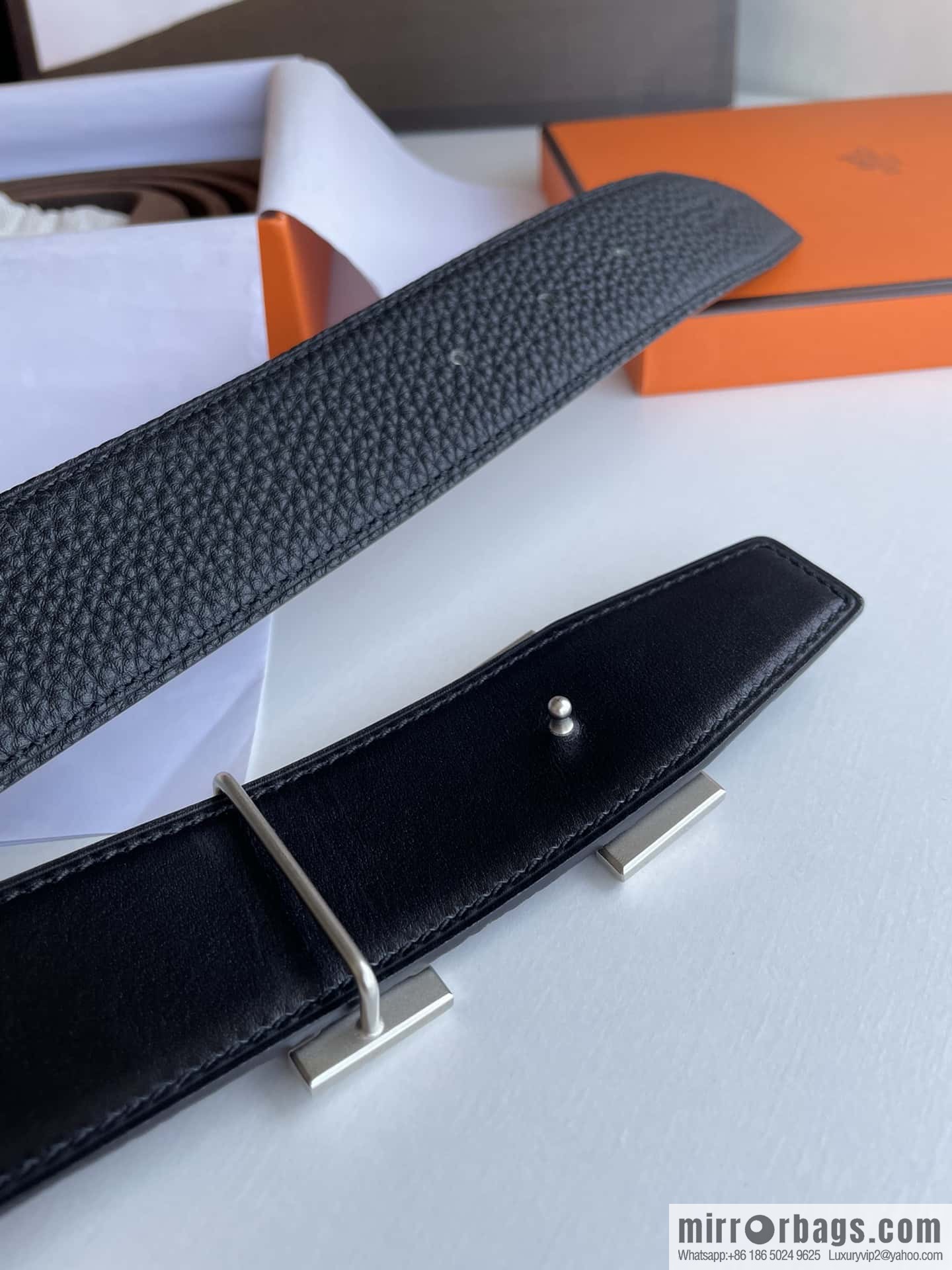 Hermes Hermes H Home Original Leather Lychee Men's 38mm Belt