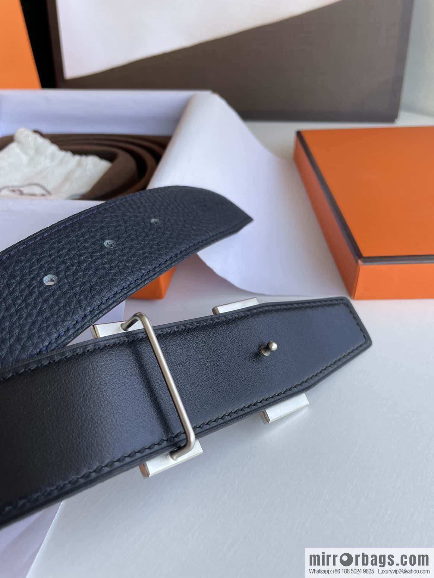 Hermes Hermes H Home Original Leather Lychee Men's 38mm Belt