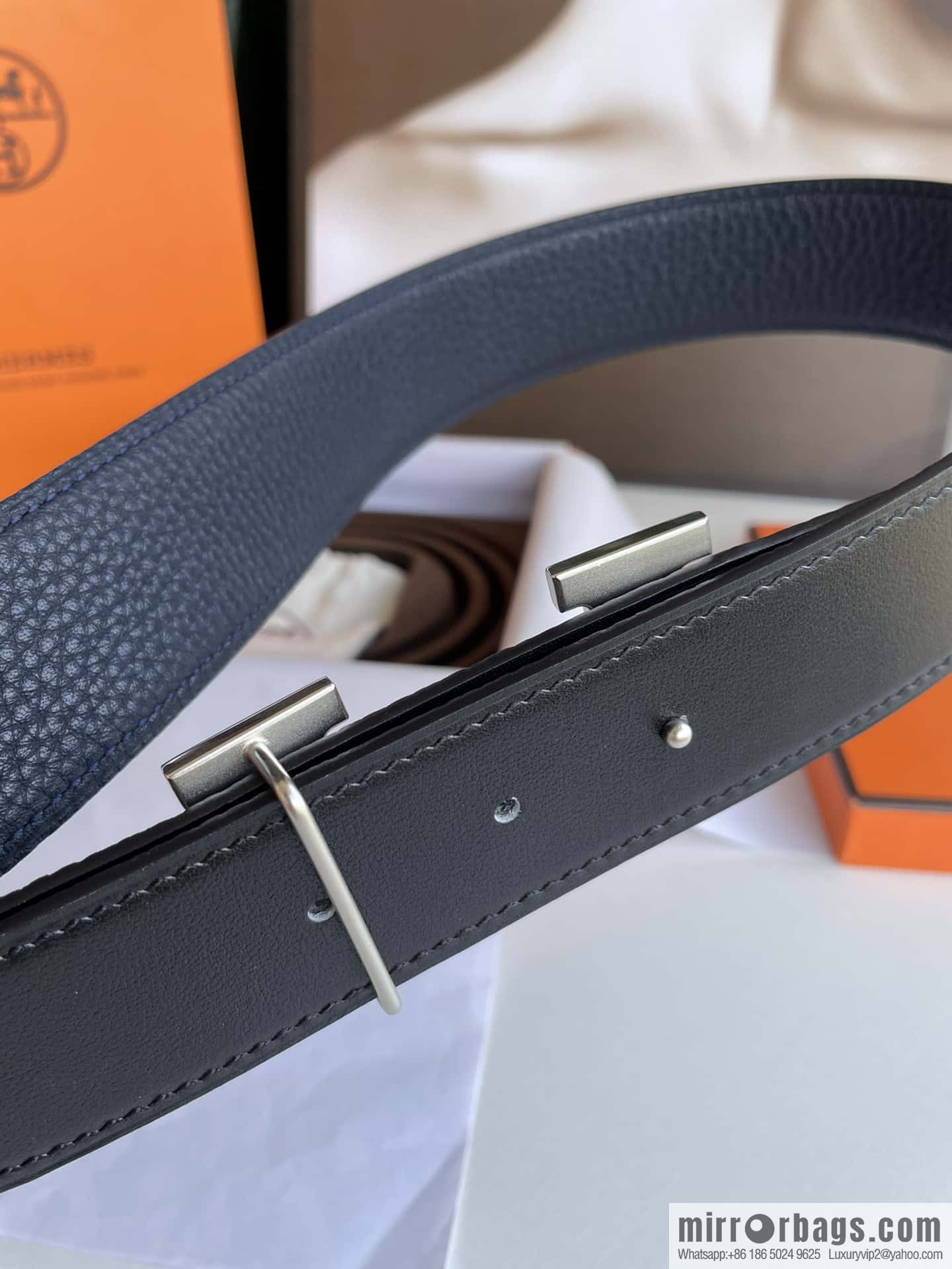 Hermes Hermes H Home Original Leather Lychee Men's 38mm Belt