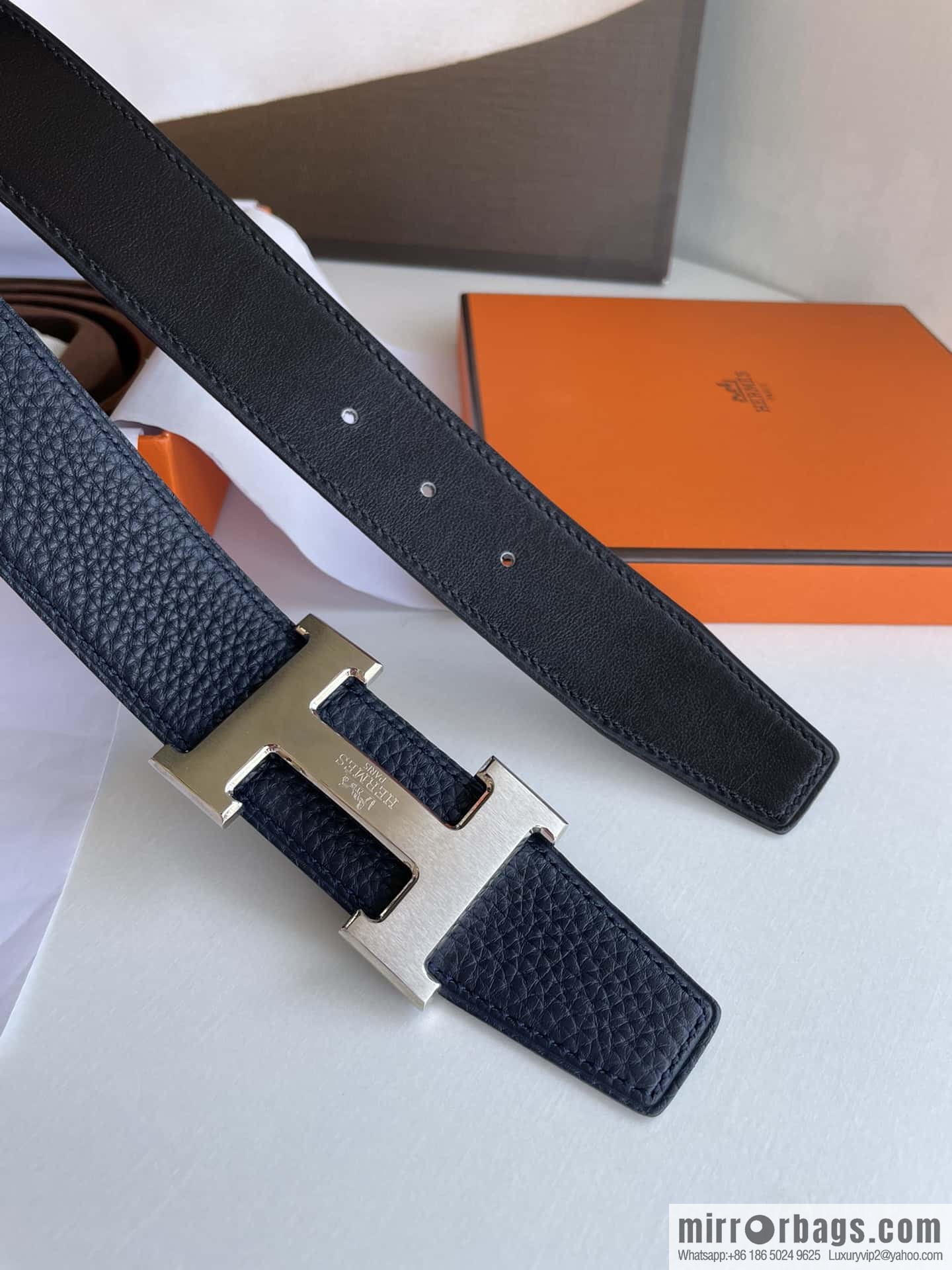 Hermes Hermes H Home Original Leather Lychee Men's 38mm Belt