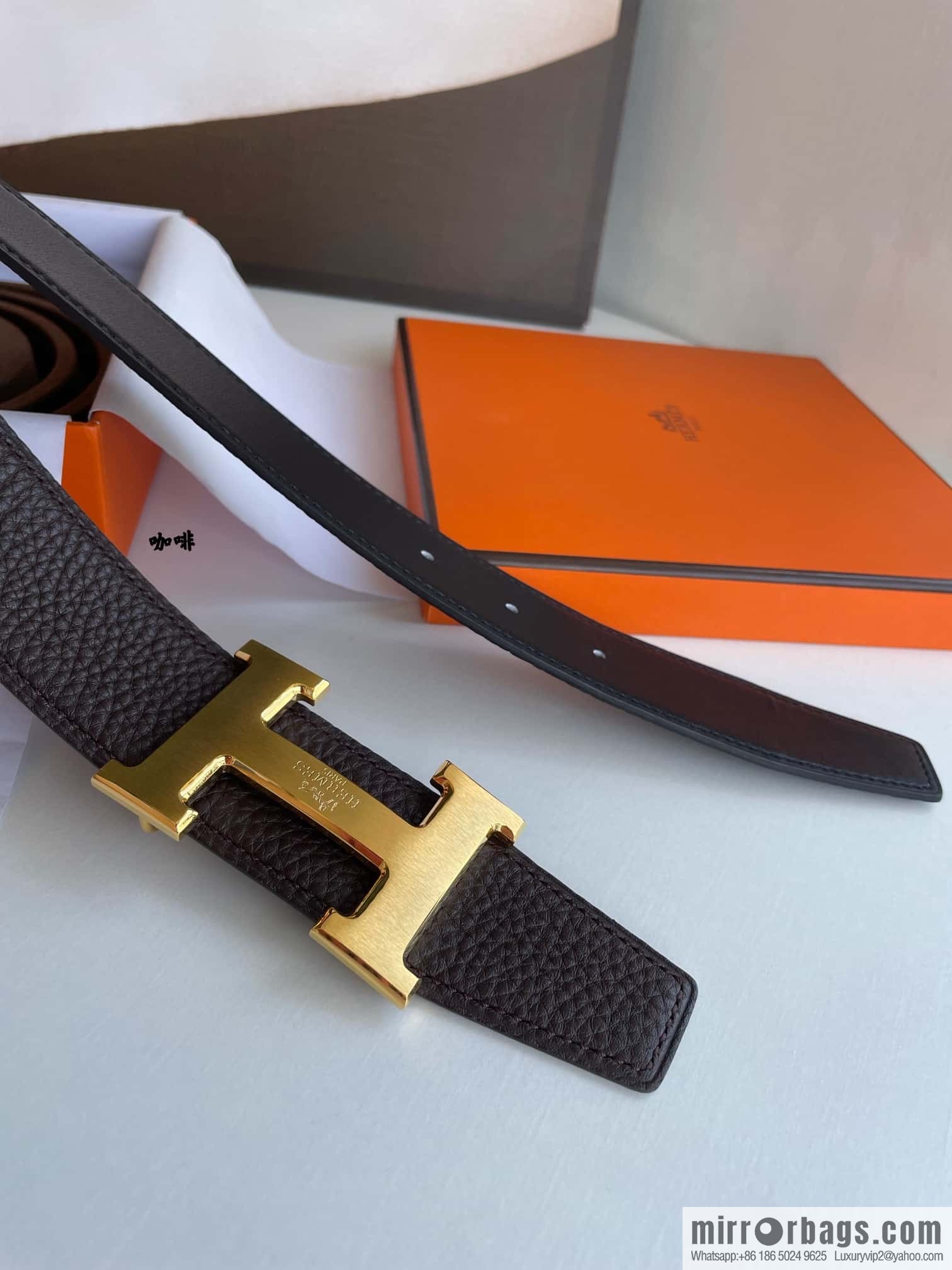 Hermes Hermes H Home Original Leather Lychee Men's 38mm Belt