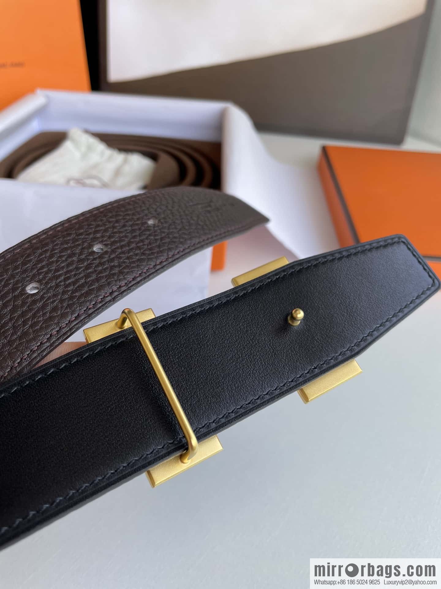 Hermes Hermes H Home Original Leather Lychee Men's 38mm Belt