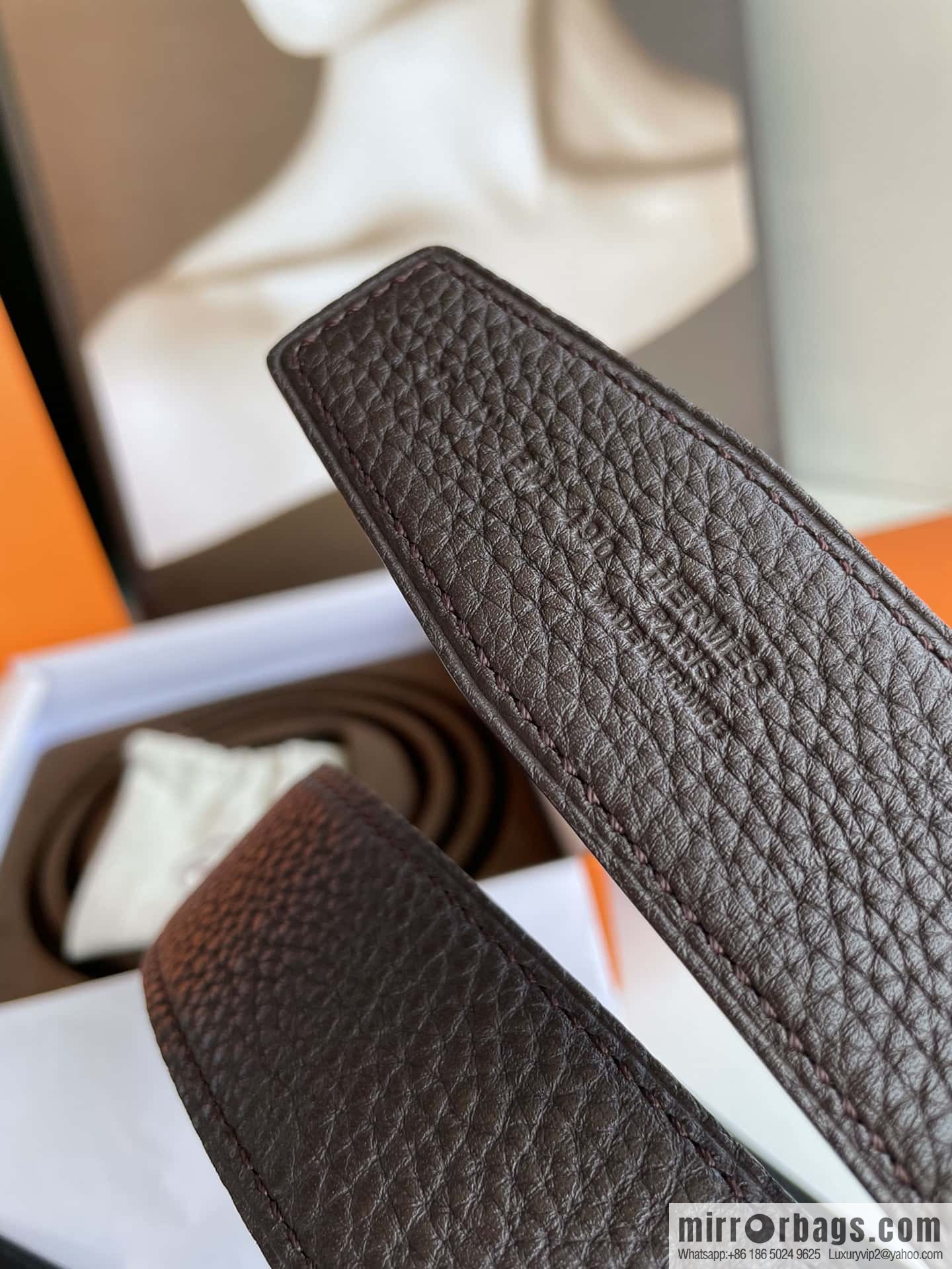 Hermes Hermes H Home Original Leather Lychee Men's 38mm Belt