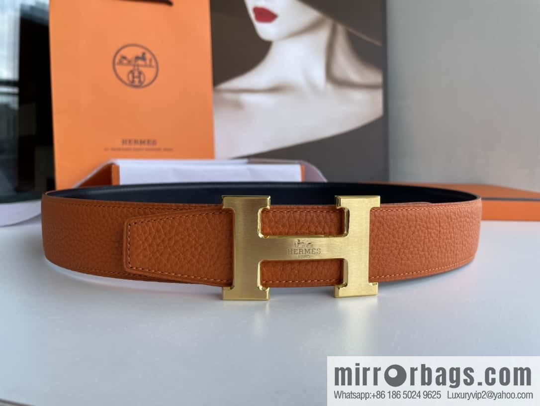Hermes Hermes H Home Original Leather Lychee Men's 38mm Belt
