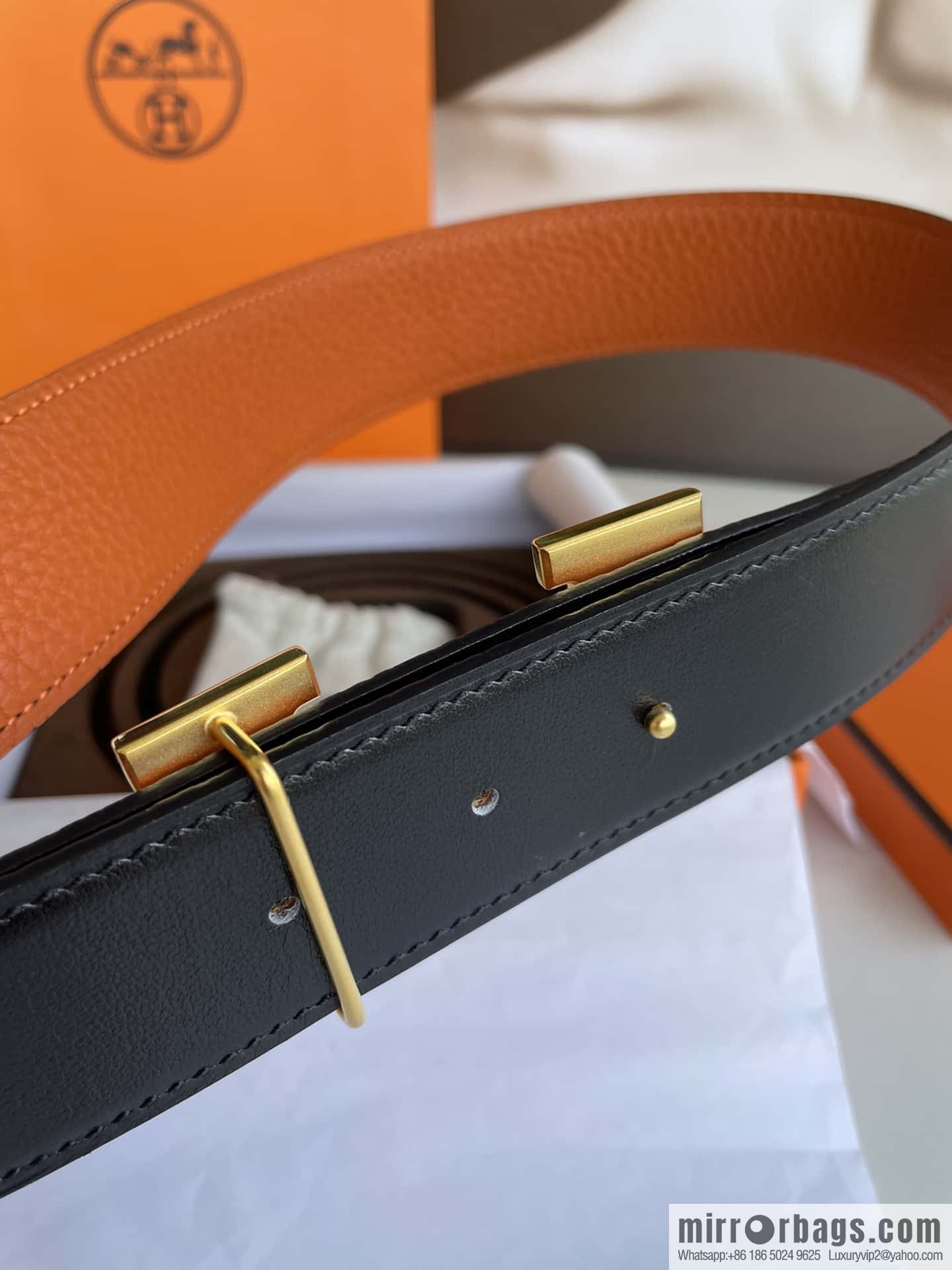 Hermes Hermes H Home Original Leather Lychee Men's 38mm Belt