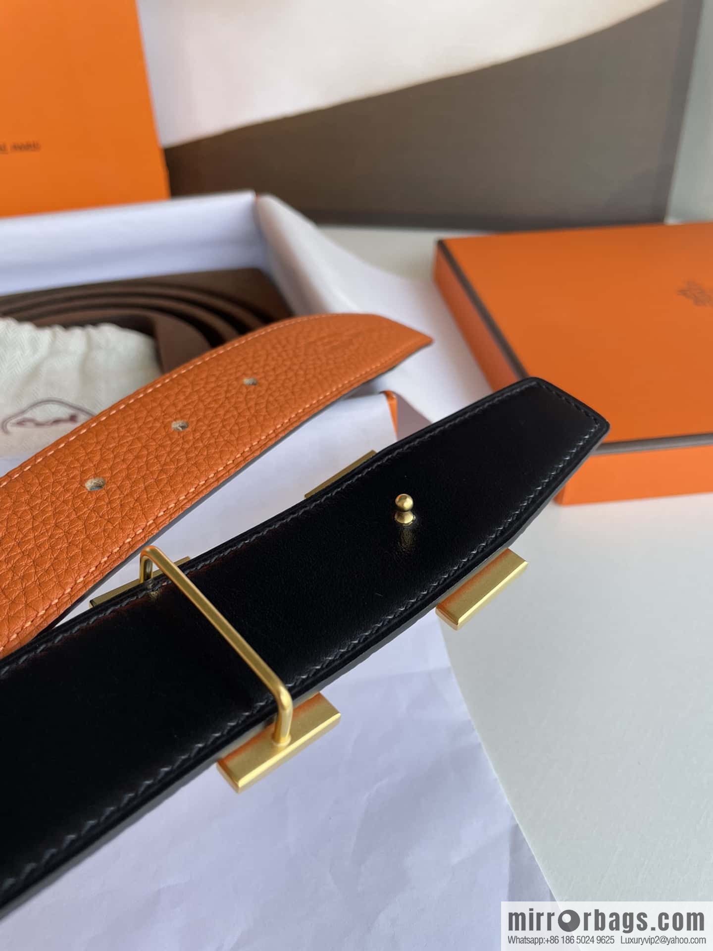 Hermes Hermes H Home Original Leather Lychee Men's 38mm Belt