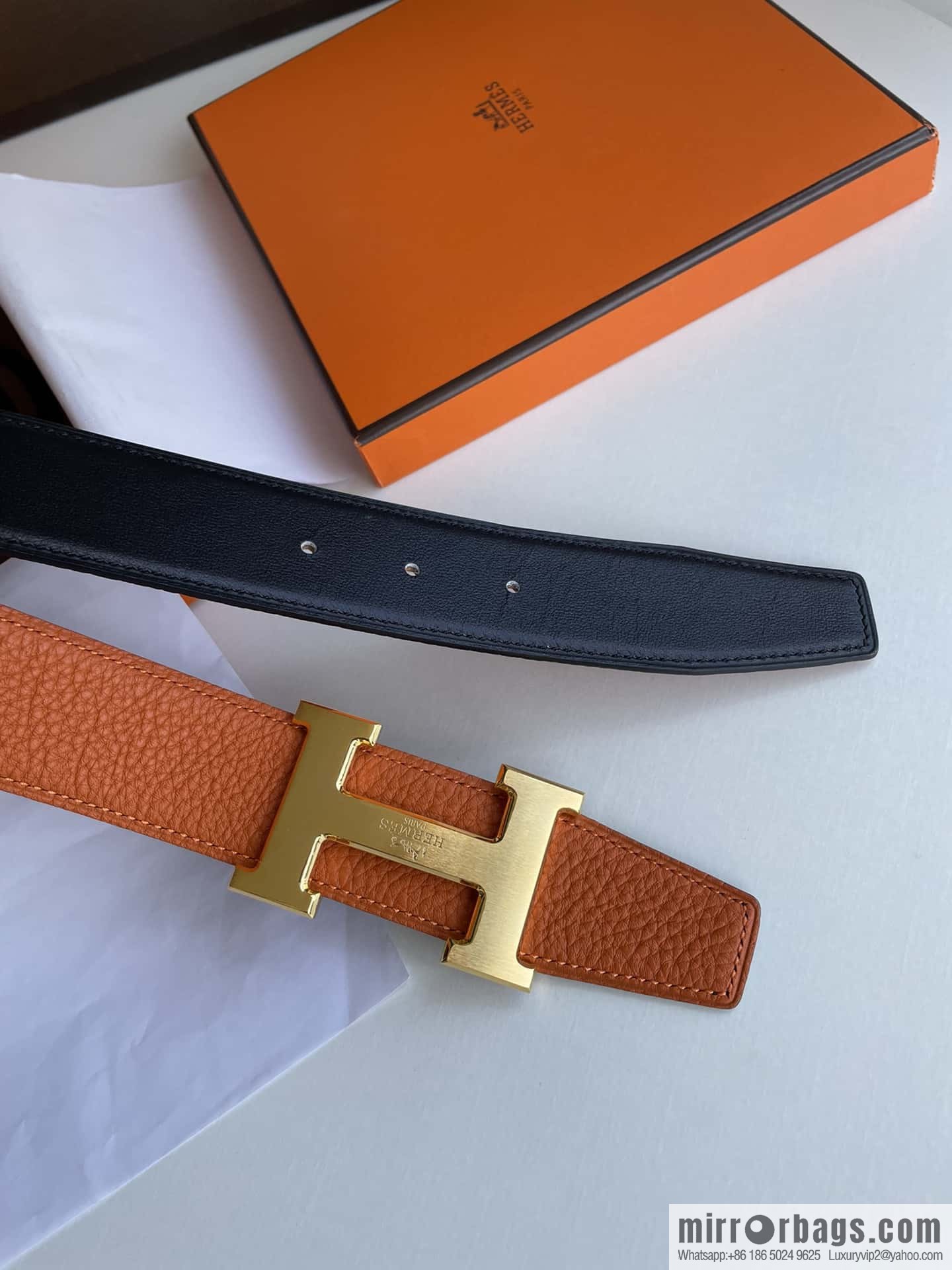 Hermes Hermes H Home Original Leather Lychee Men's 38mm Belt