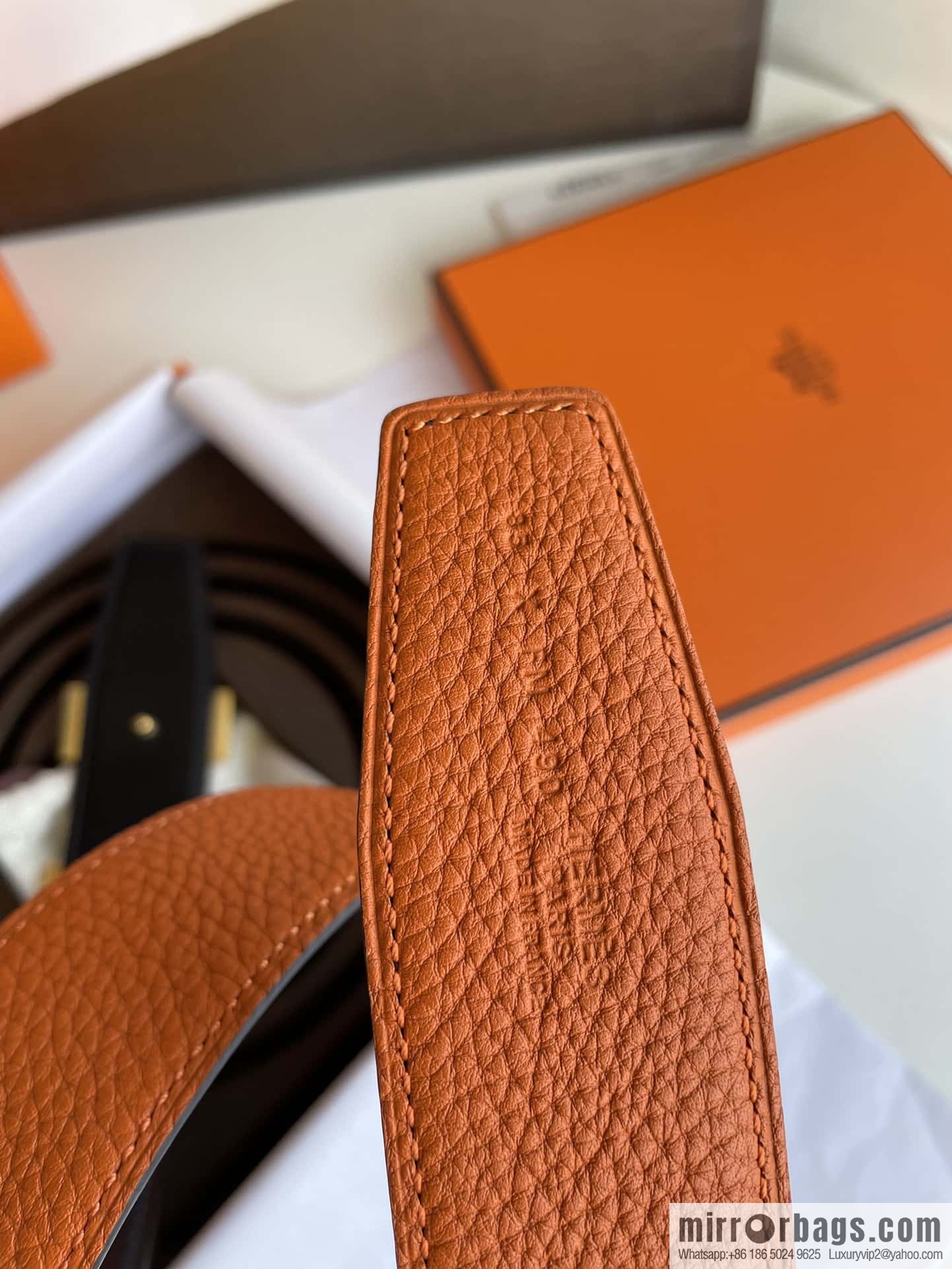 Hermes Hermes H Home Original Leather Lychee Men's 38mm Belt
