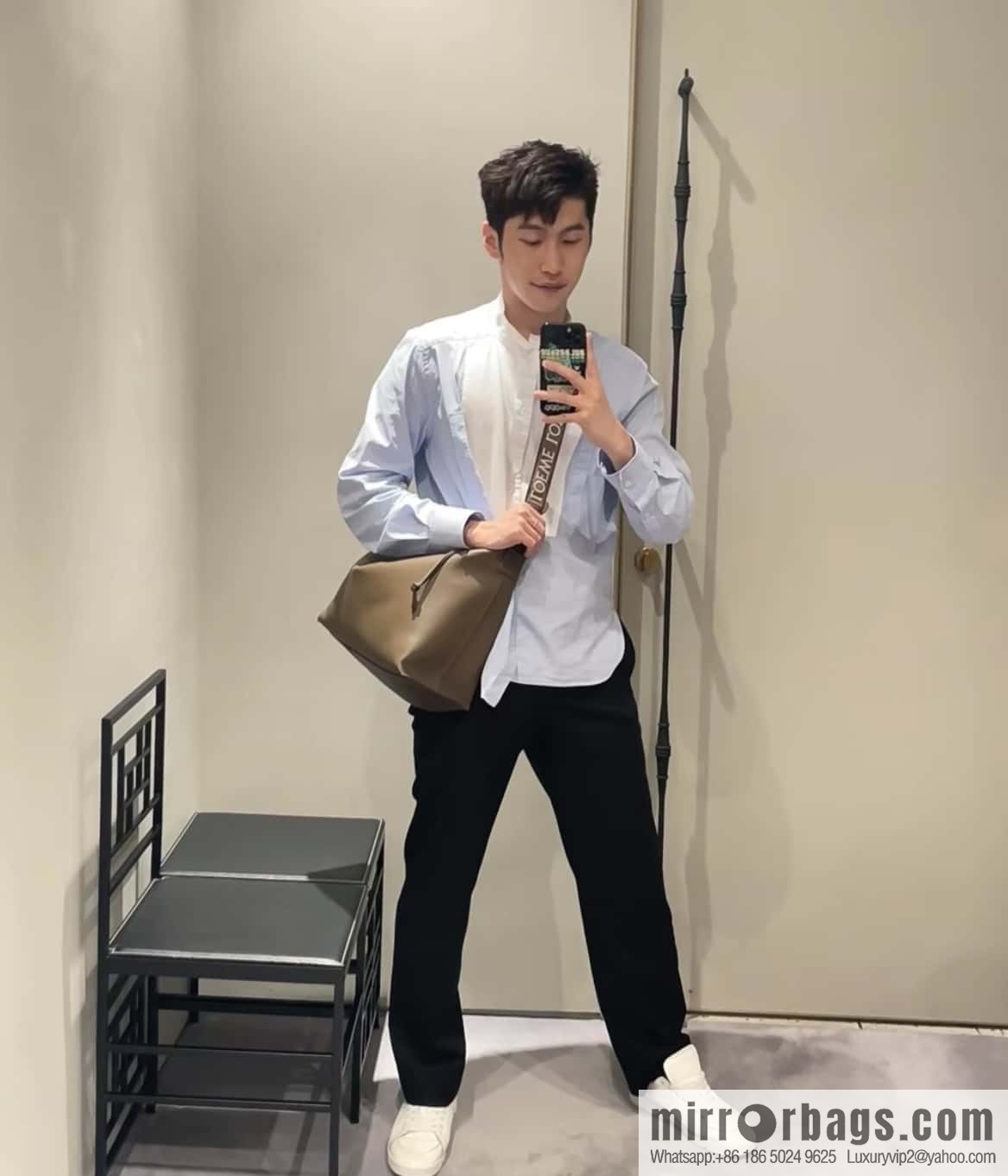 LOEWE Mens Cubi shoulder crossbody bag 0689 Elephant Grey