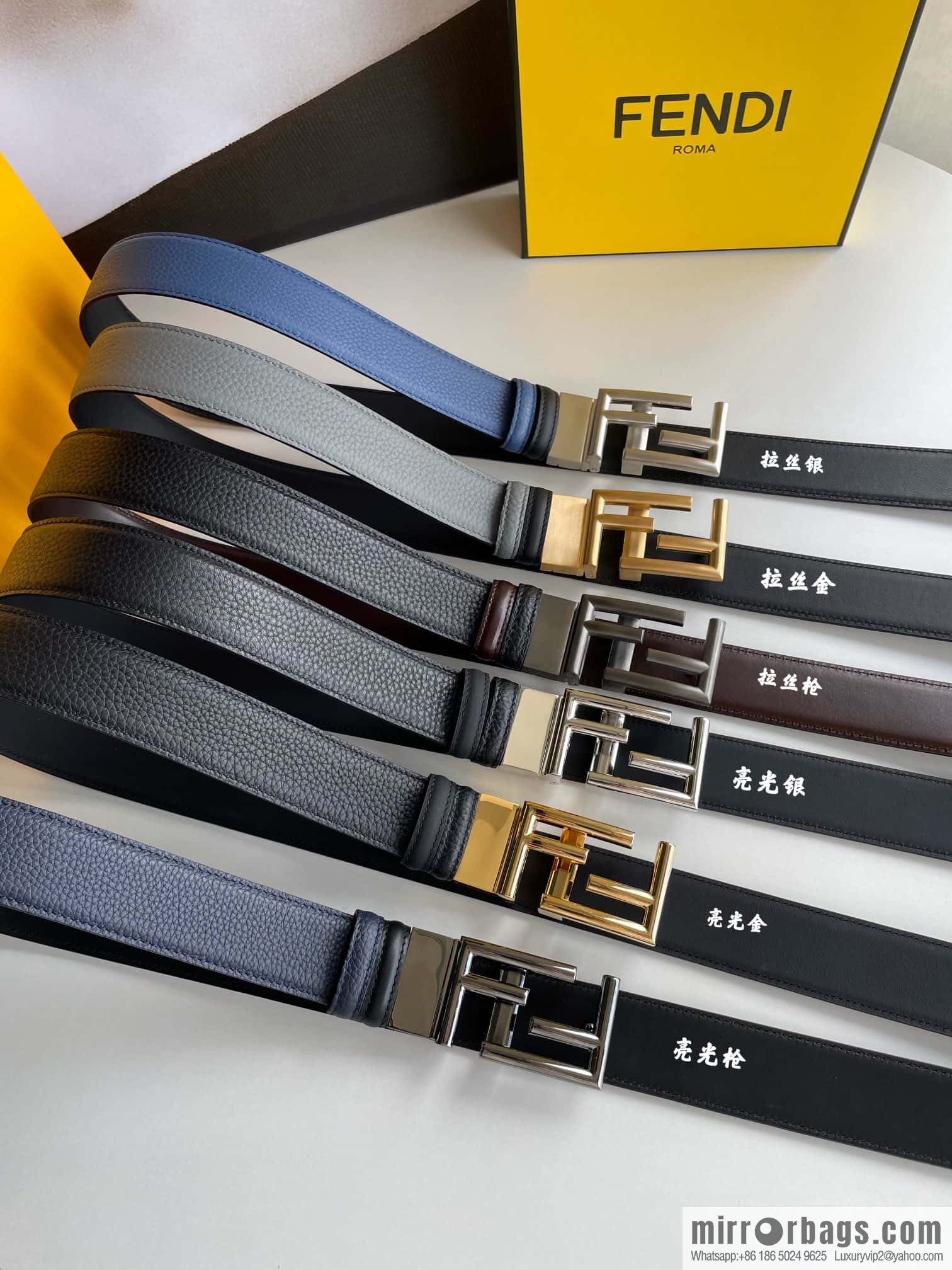 FENDI Fendi FF logo exquisite craftsmanship metal buckle first layer cowhide belt 3.5cm