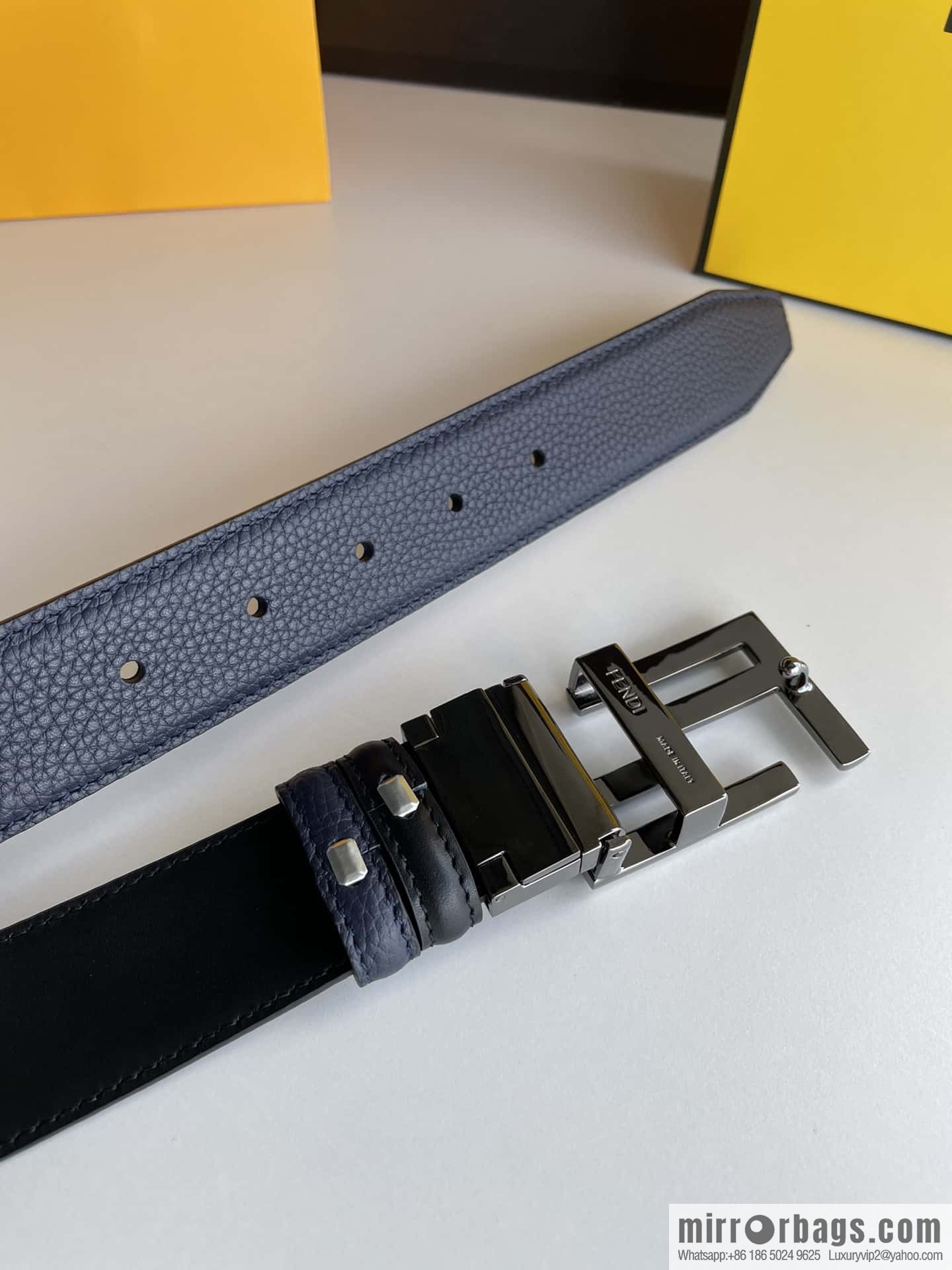 FENDI Fendi FF logo exquisite craftsmanship metal buckle first layer cowhide belt 3.5cm