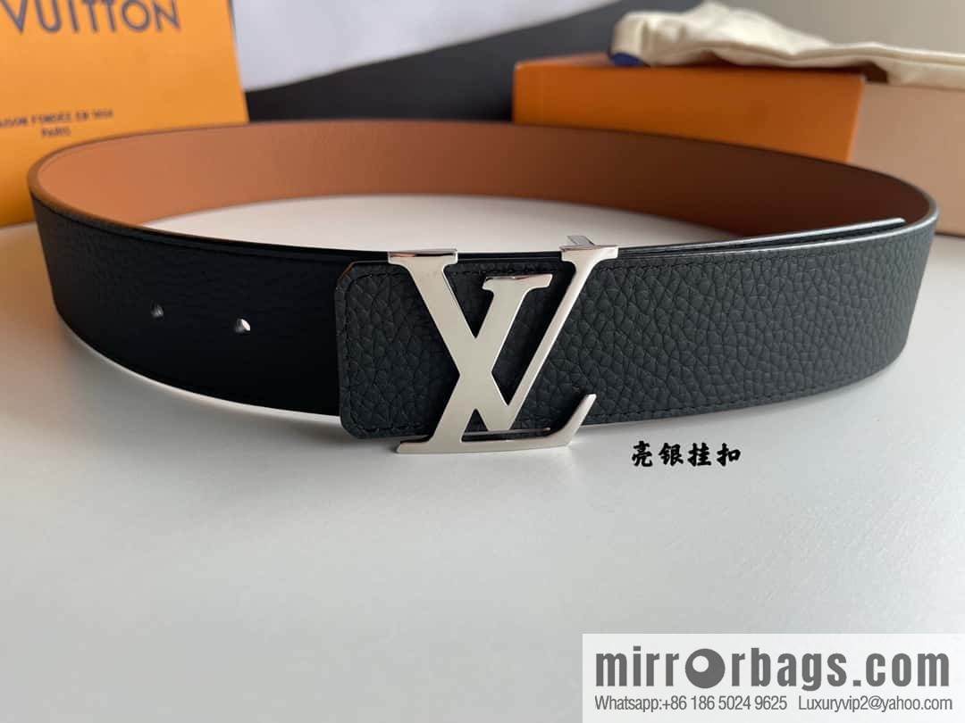 LOUIS VUITTON Louis Vuitton counter hanging buckle double-sided lychee lychee black/khaki belt
