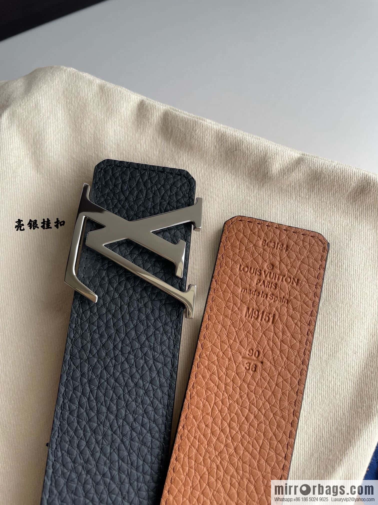 LOUIS VUITTON Louis Vuitton counter hanging buckle double-sided lychee lychee black/khaki belt