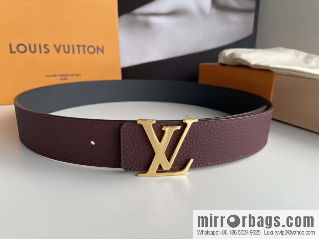 LOUIS VUITTON Louis Vuitton counter hanging buckle double-sided lychee lychee black/khaki belt