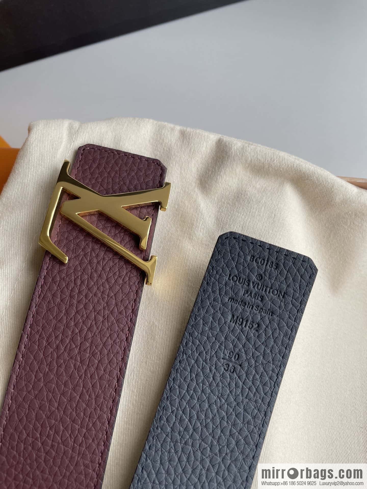 LOUIS VUITTON Louis Vuitton counter hanging buckle double-sided lychee lychee black/khaki belt