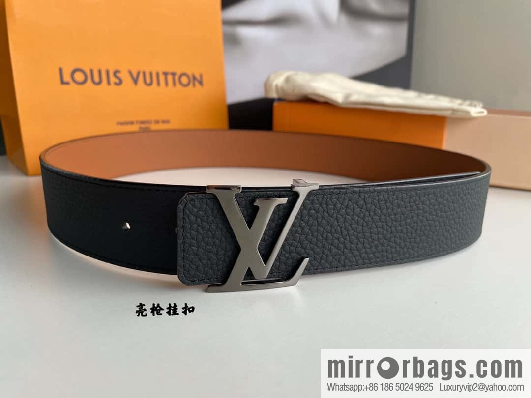 LOUIS VUITTON Louis Vuitton counter hanging buckle double-sided lychee lychee black/khaki belt