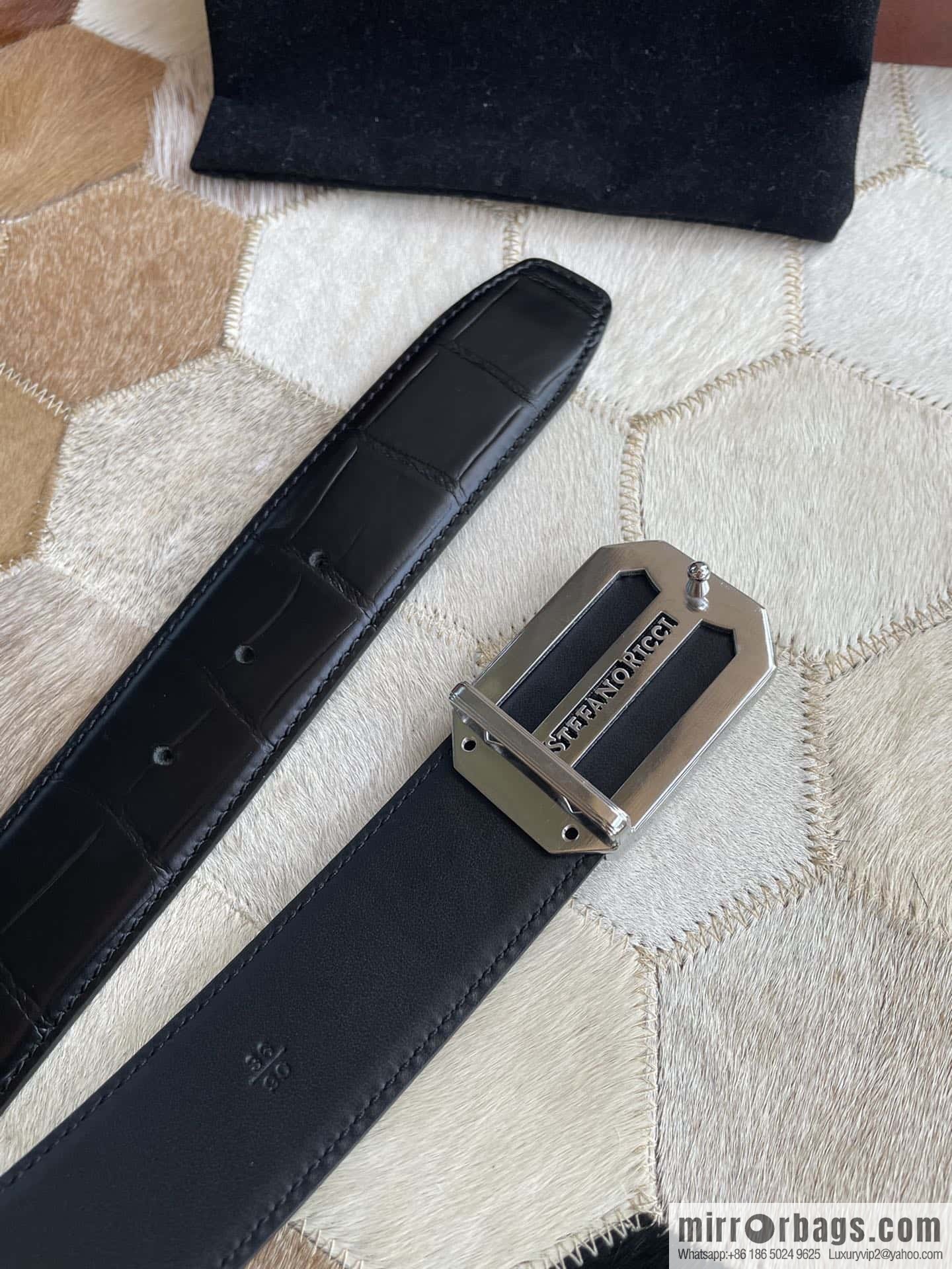 STEFANO RICCI Stephen Raunich Counter Stainless Steel Eagle Head Inner Wear Metal Buckle 3.8cm First Layer Cowhide Fine Imitation Crocodile Leather Belt
