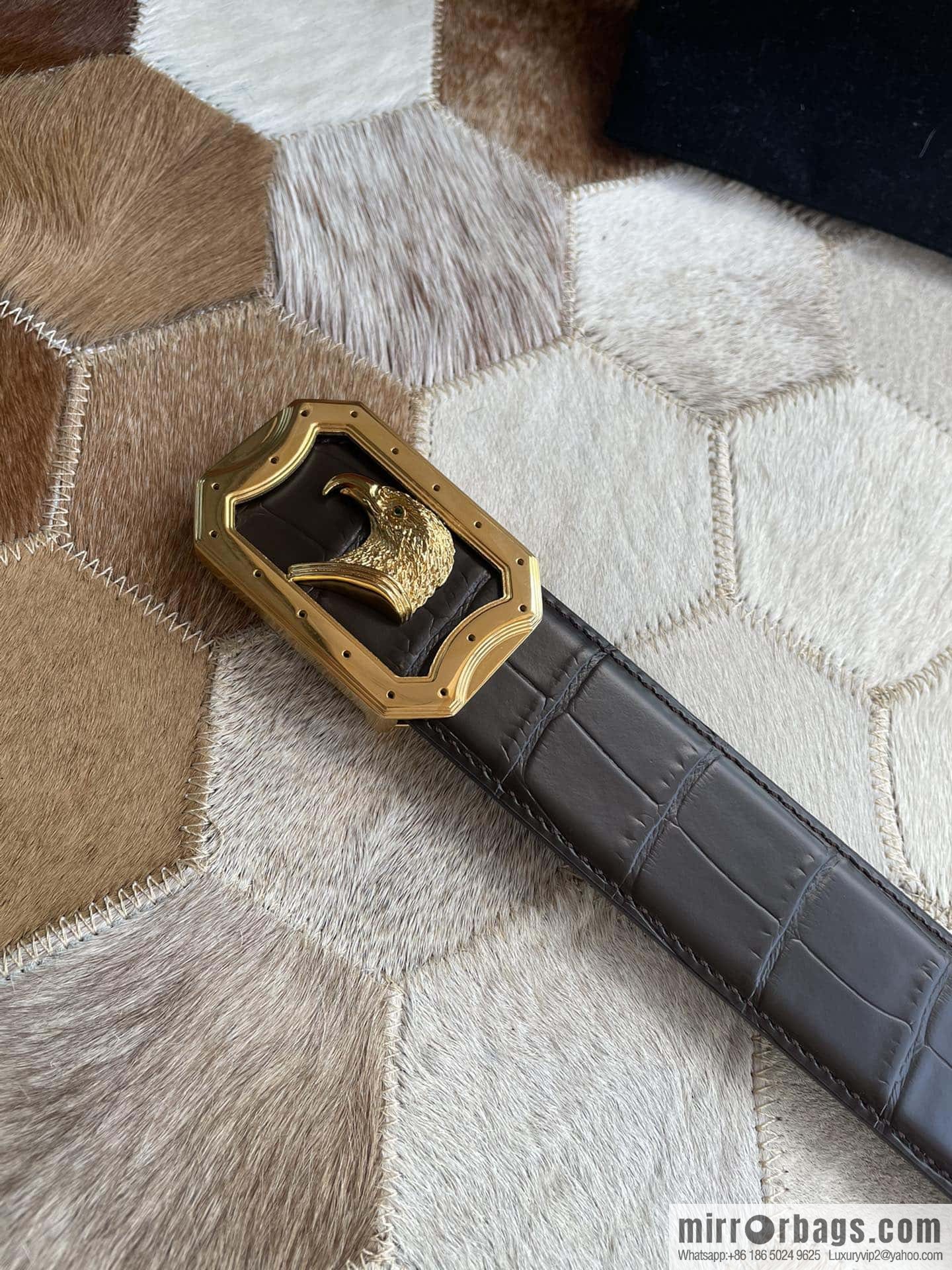 STEFANO RICCI Stephen Raunich Counter Stainless Steel Eagle Head Inner Wear Metal Buckle 3.8cm First Layer Cowhide Fine Imitation Crocodile Leather Belt