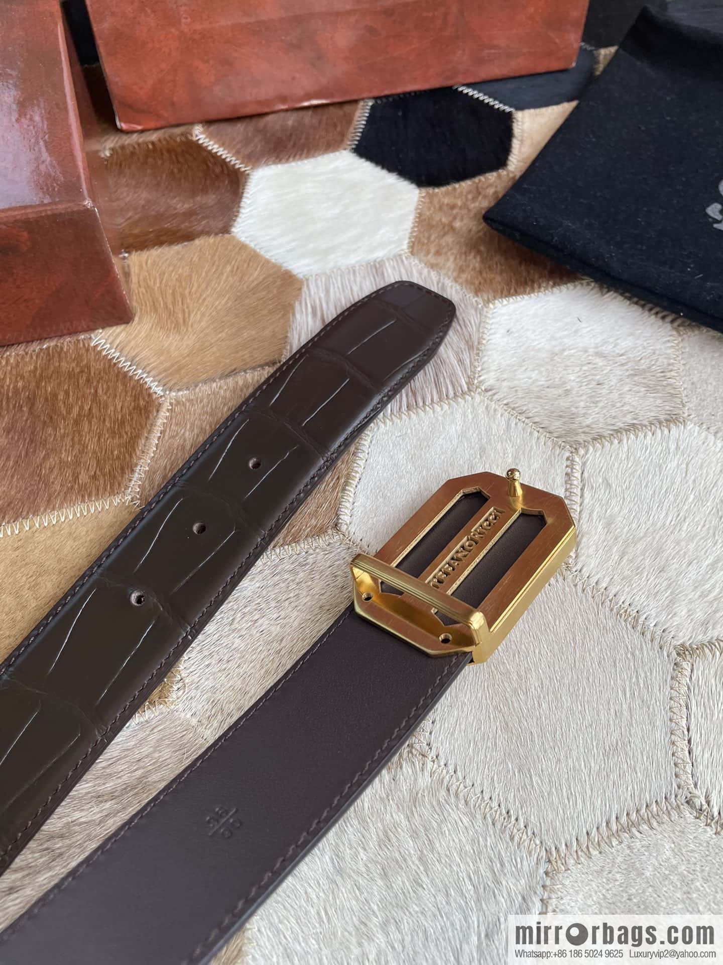 STEFANO RICCI Stephen Raunich Counter Stainless Steel Eagle Head Inner Wear Metal Buckle 3.8cm First Layer Cowhide Fine Imitation Crocodile Leather Belt