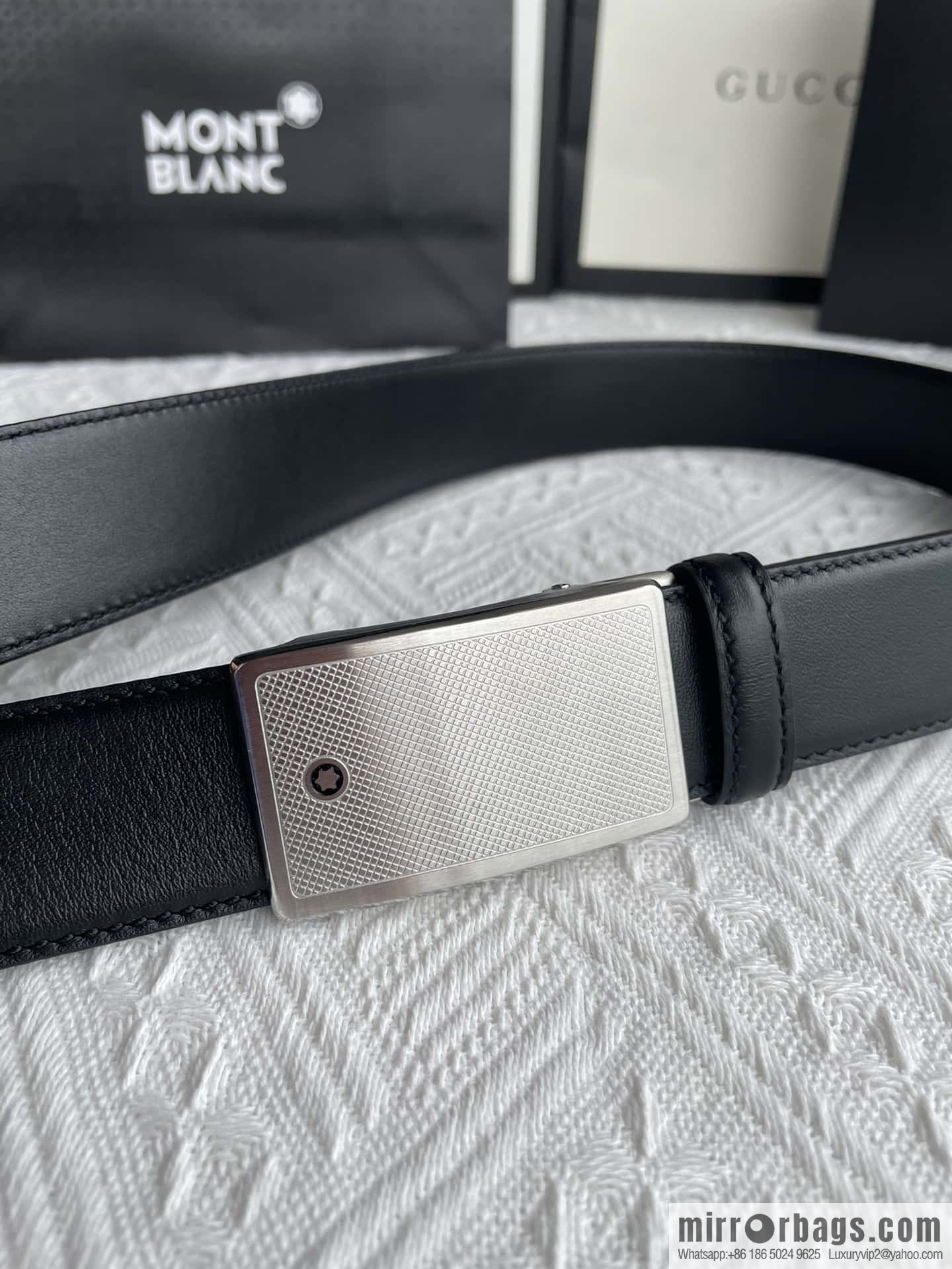 Montblanc, selected first-layer cowhide hexagonal star capsule metal automatic buckle belt 3.5cm