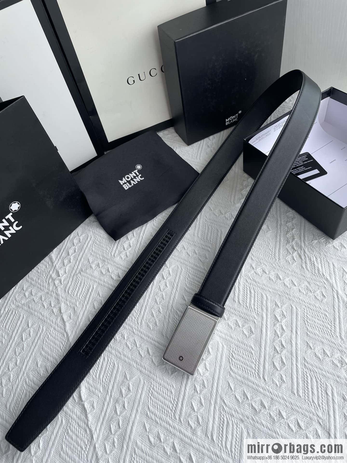 Montblanc, selected first-layer cowhide hexagonal star capsule metal automatic buckle belt 3.5cm