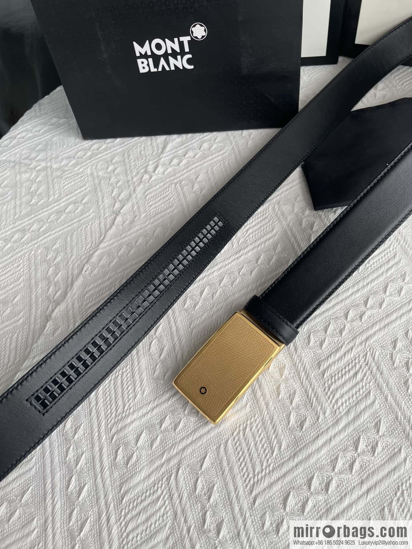 Montblanc, selected first-layer cowhide hexagonal star capsule metal automatic buckle belt 3.5cm