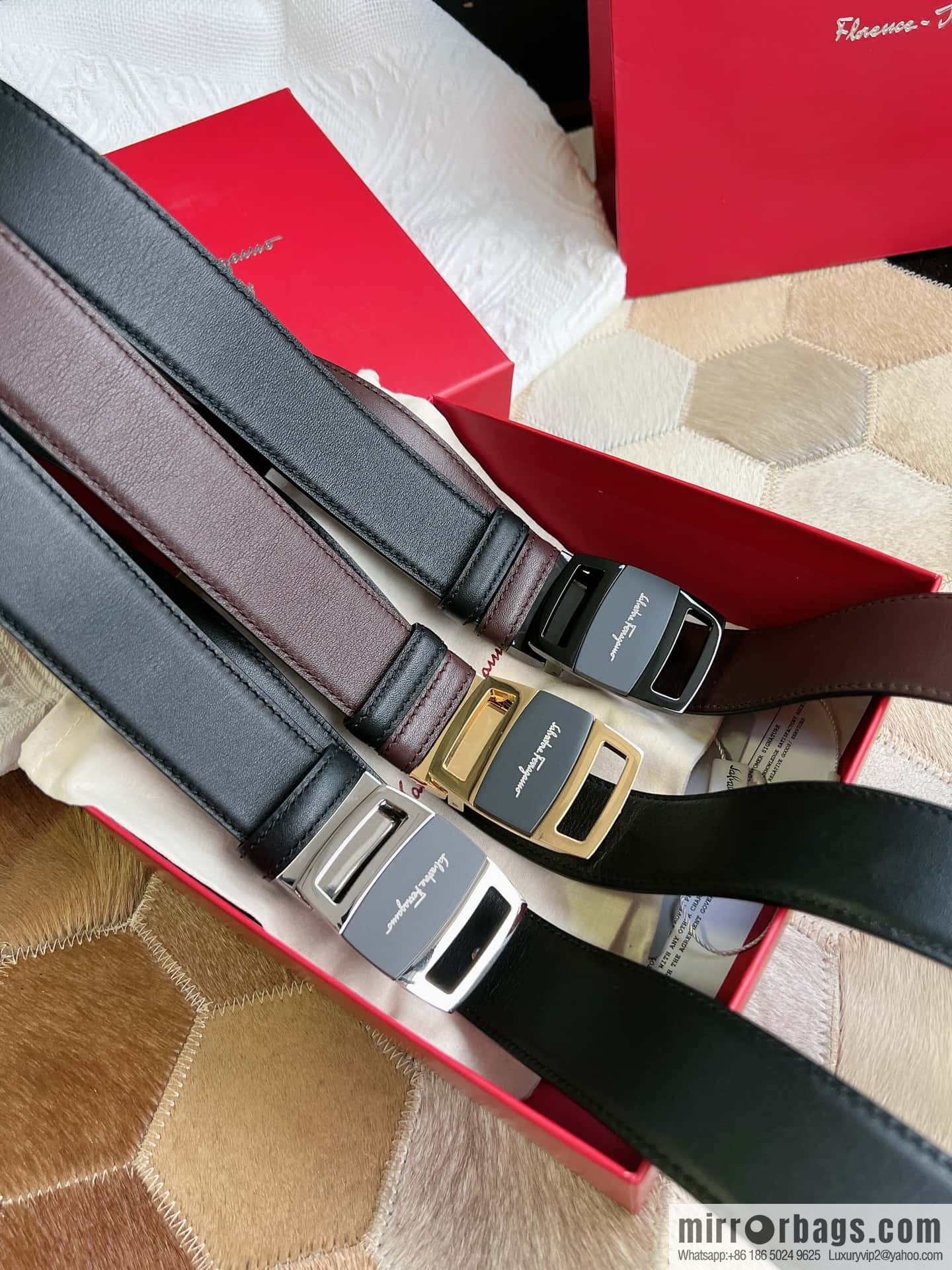 Ferragamo Ferragamo, Stainless Steel Fusion Acrylic Men's Belt 3.5cm