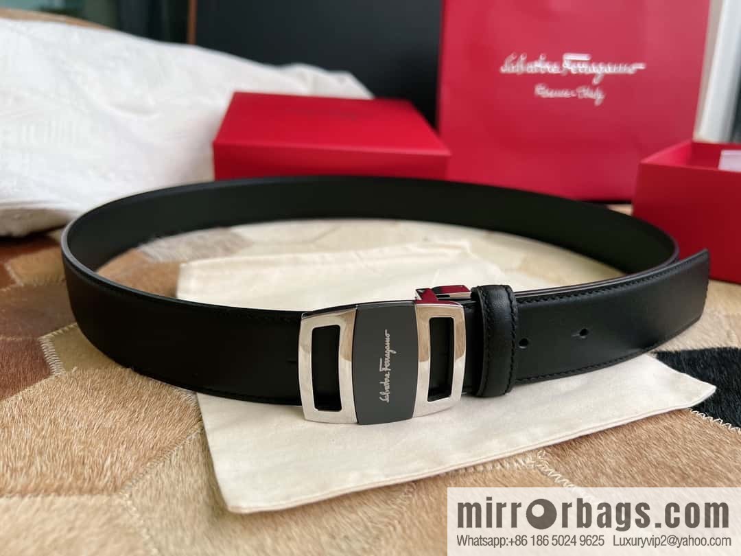 Ferragamo Ferragamo, Stainless Steel Fusion Acrylic Men's Belt 3.5cm