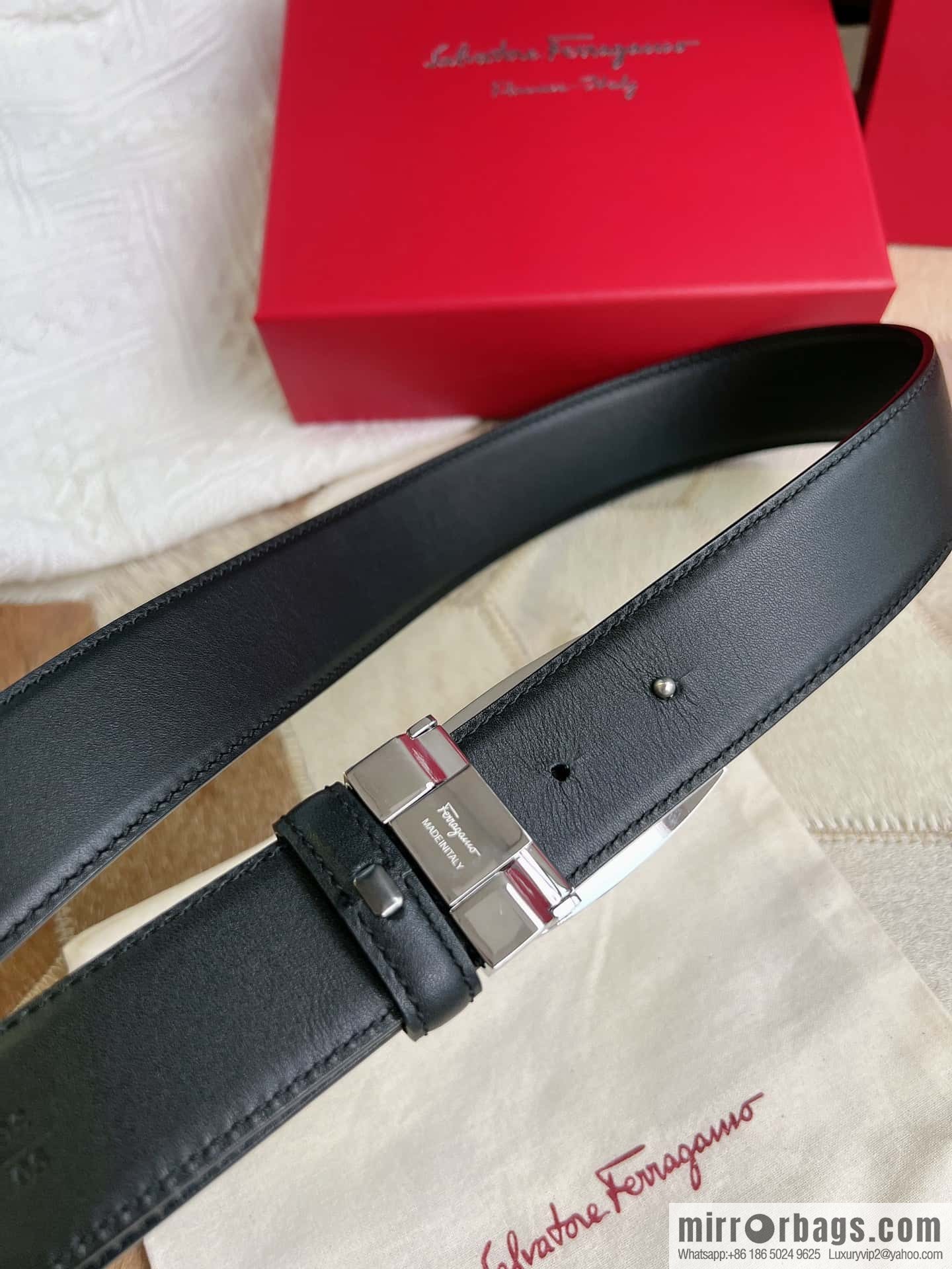 Ferragamo Ferragamo, Stainless Steel Fusion Acrylic Men's Belt 3.5cm