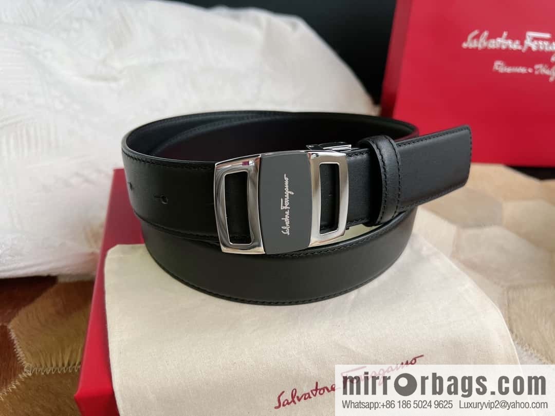Ferragamo Ferragamo, Stainless Steel Fusion Acrylic Men's Belt 3.5cm