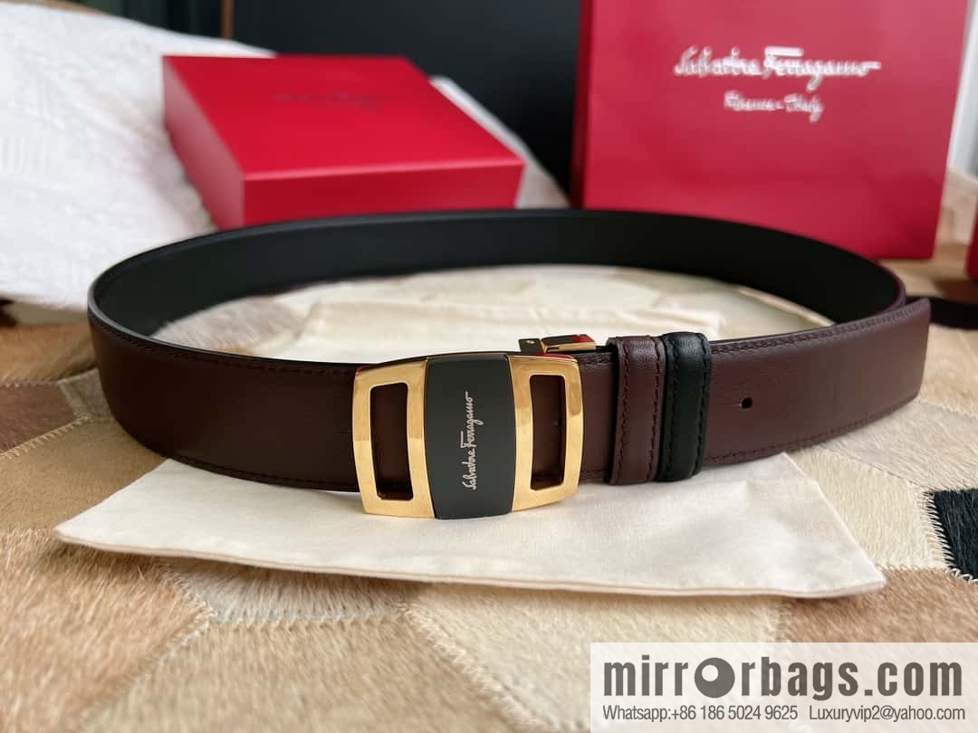 Ferragamo Ferragamo, Stainless Steel Fusion Acrylic Men's Belt 3.5cm