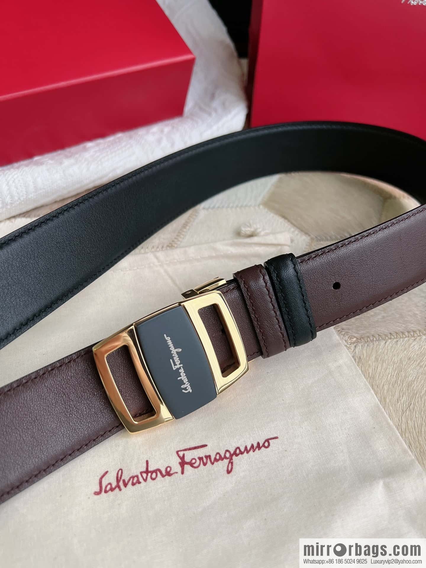Ferragamo Ferragamo, Stainless Steel Fusion Acrylic Men's Belt 3.5cm