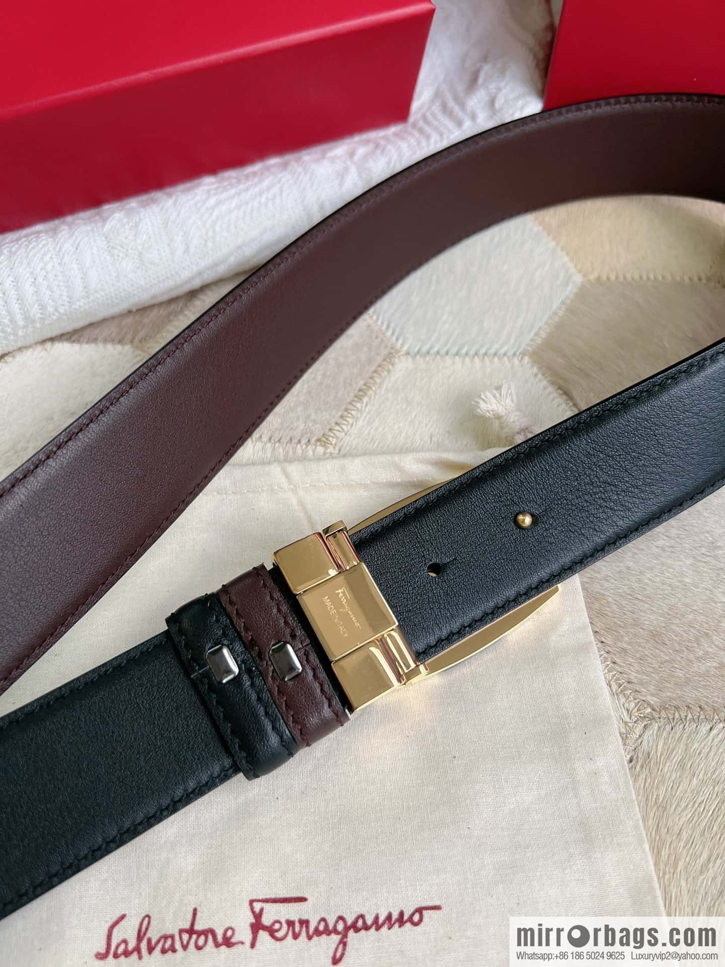 Ferragamo Ferragamo, Stainless Steel Fusion Acrylic Men's Belt 3.5cm